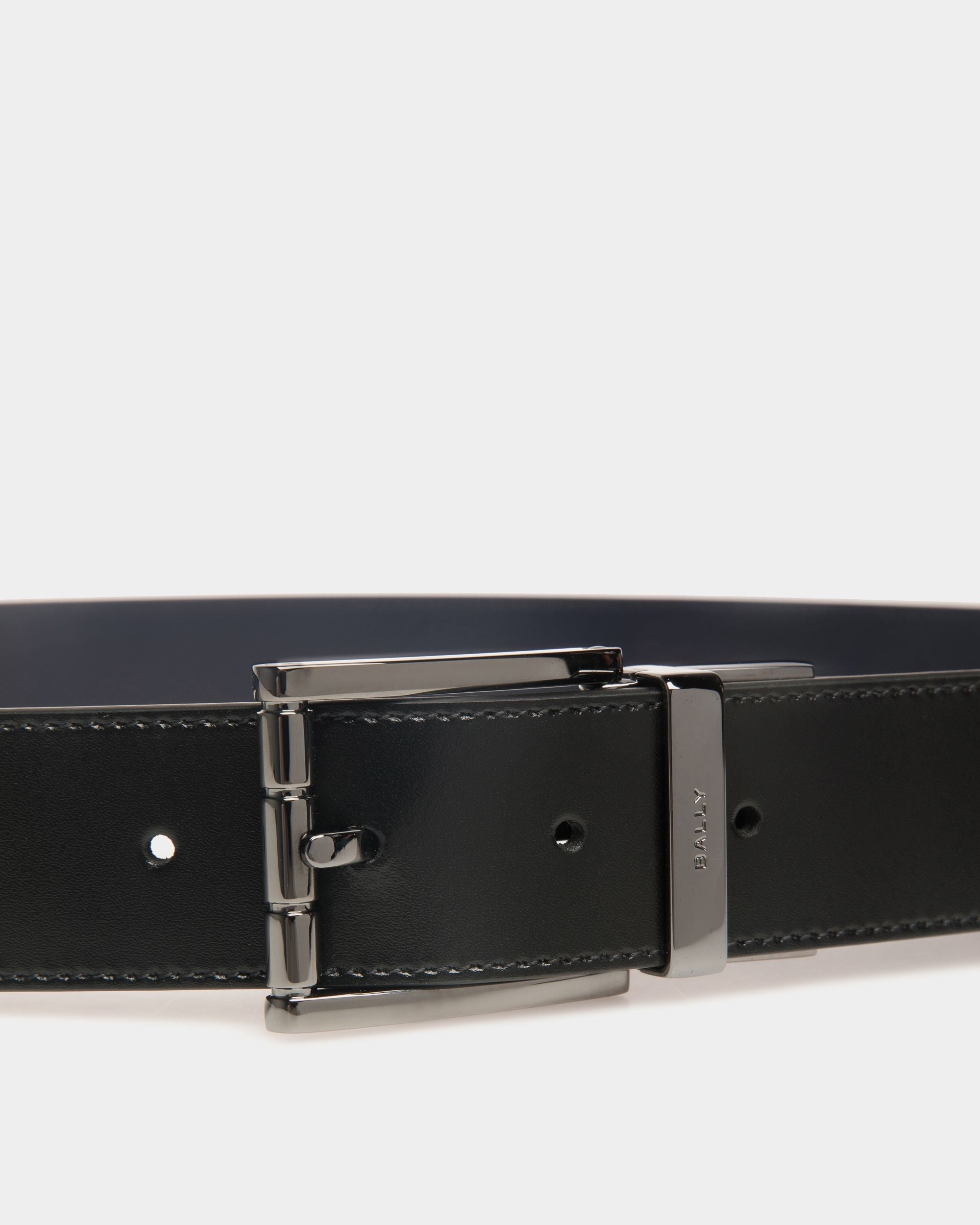 Bally Global - Astory 35mm Reversible And Adjustable Belt In Black And Navy Blue Leather - Multicolor