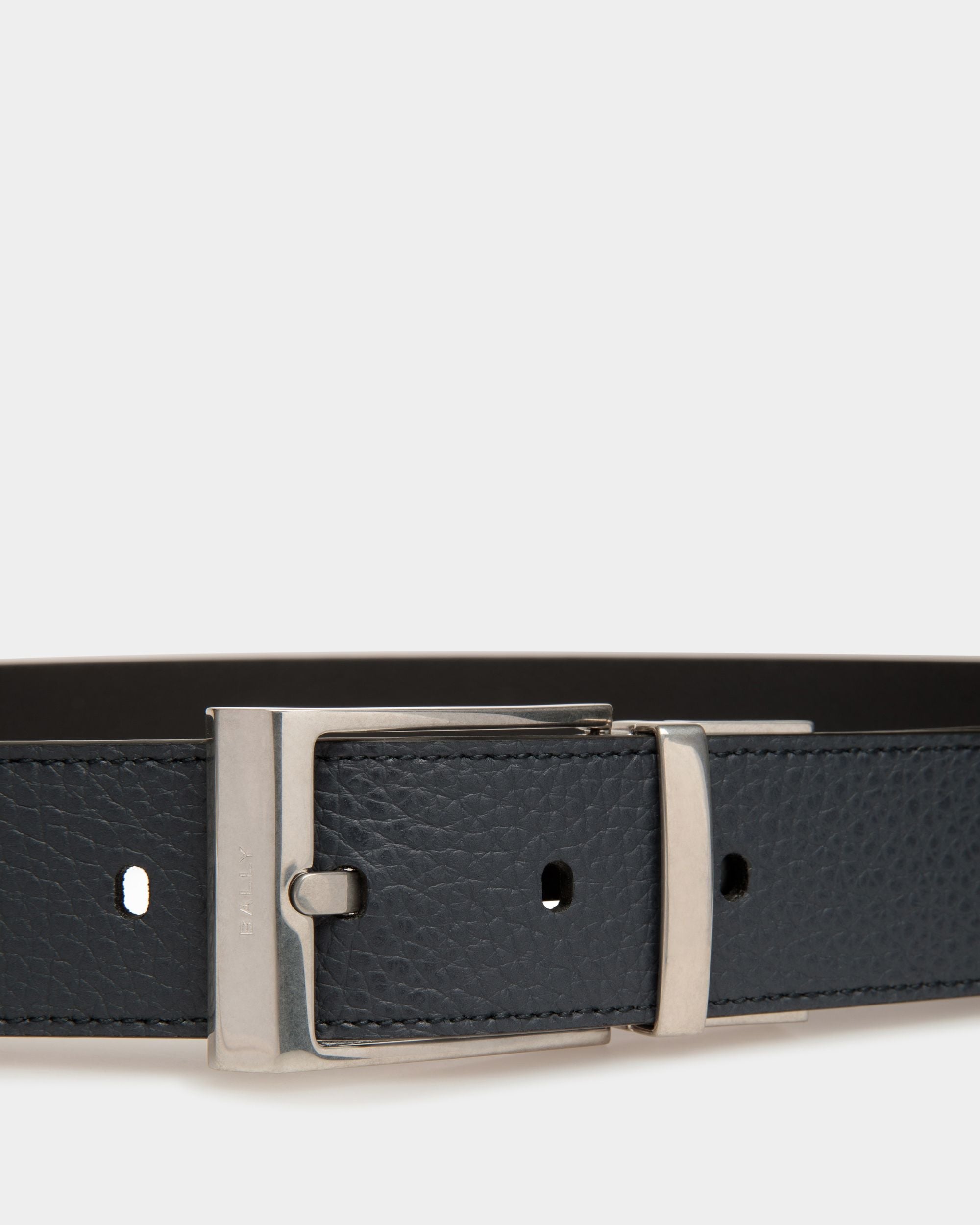 Bally Global - Dress Belt In Midnight And Black Leather - Blue
