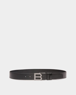 B Logo 35mm Reversible And Adjustable Belt in Black Leather