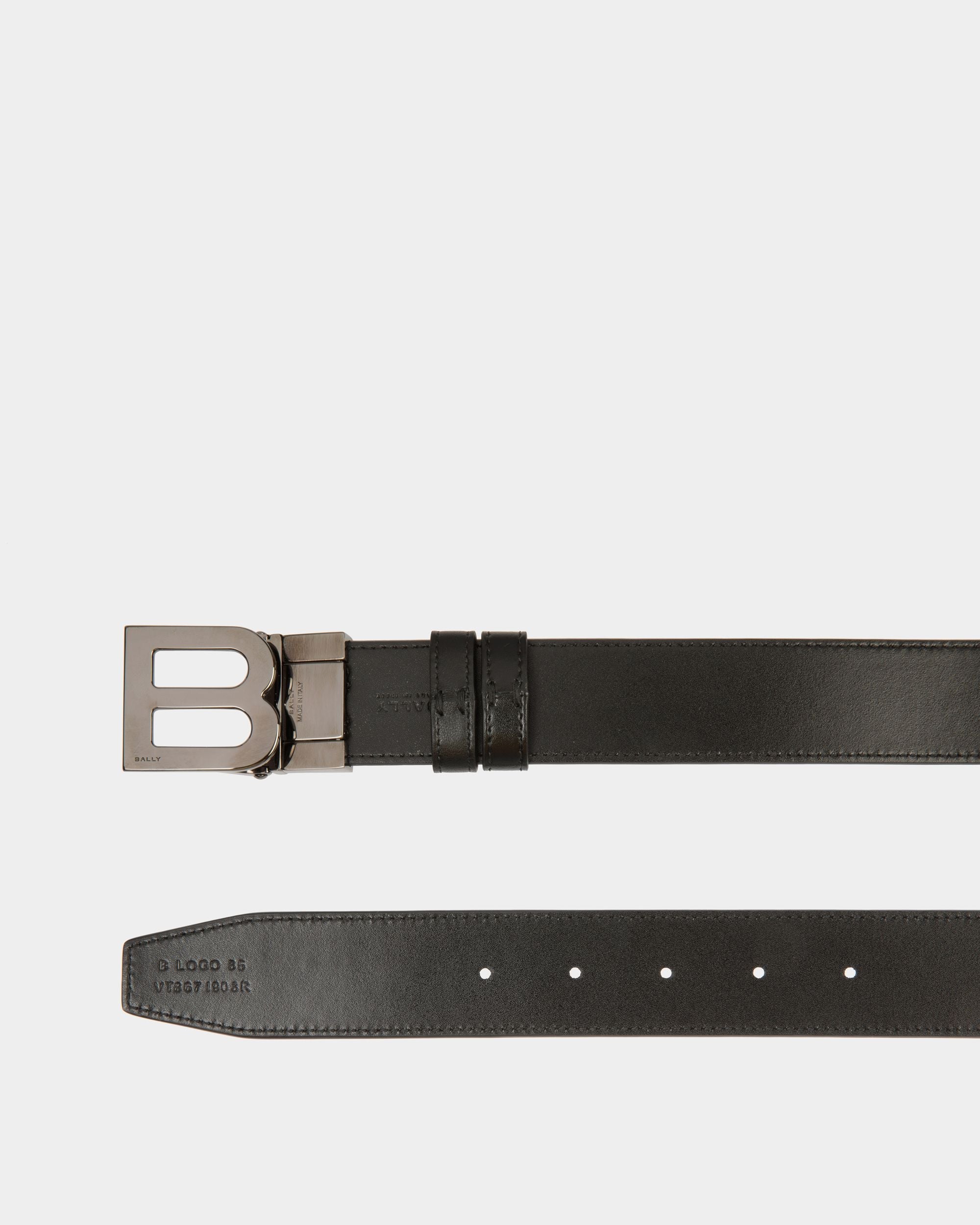 Bally Global - B Logo 35mm Reversible And Adjustable Belt in Black Leather - Black