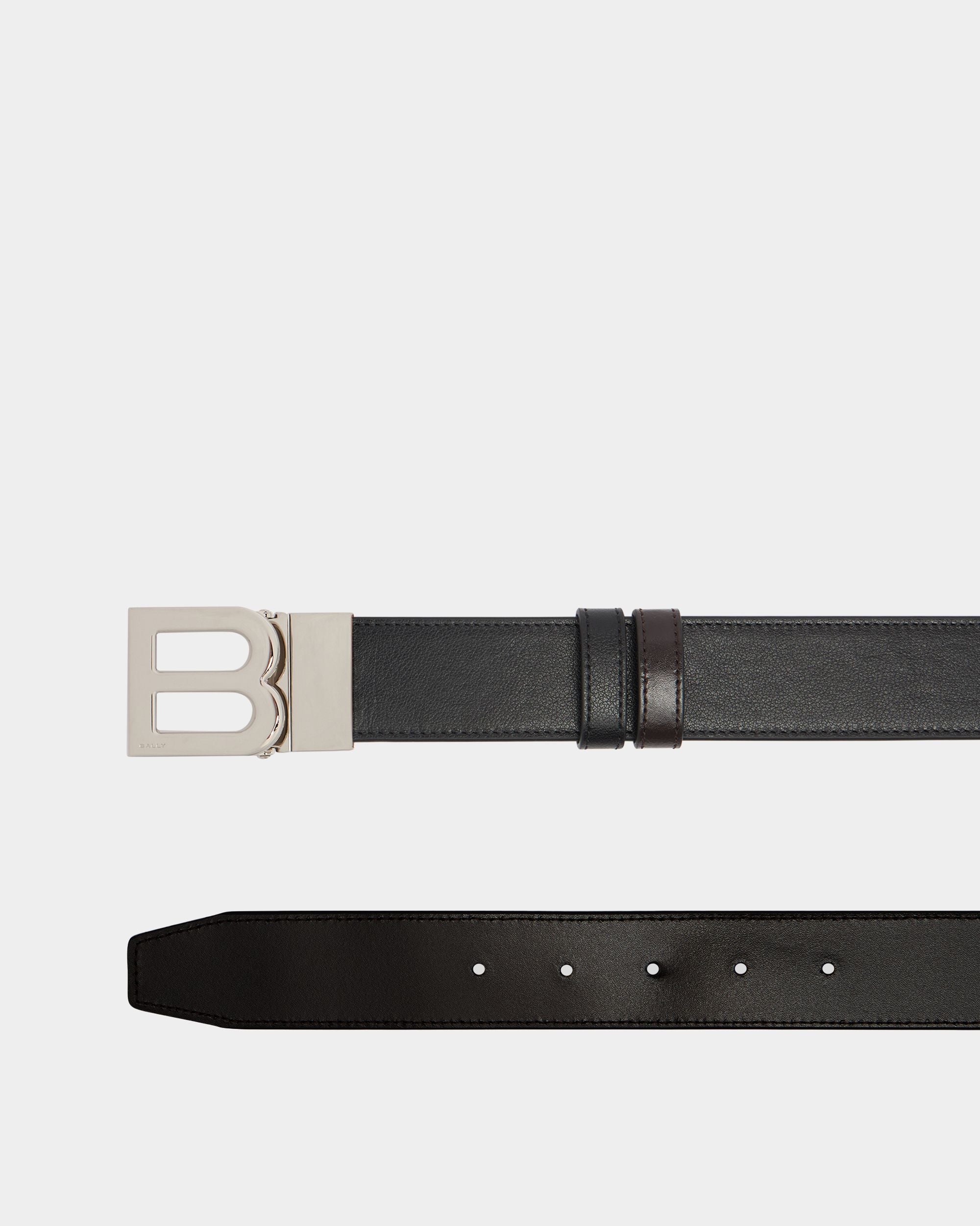 Bally Global - B Logo 35mm アジャスタブル＆リバーシブル ベルト ブラック＆エバノブラウン レザー - マルチカラー