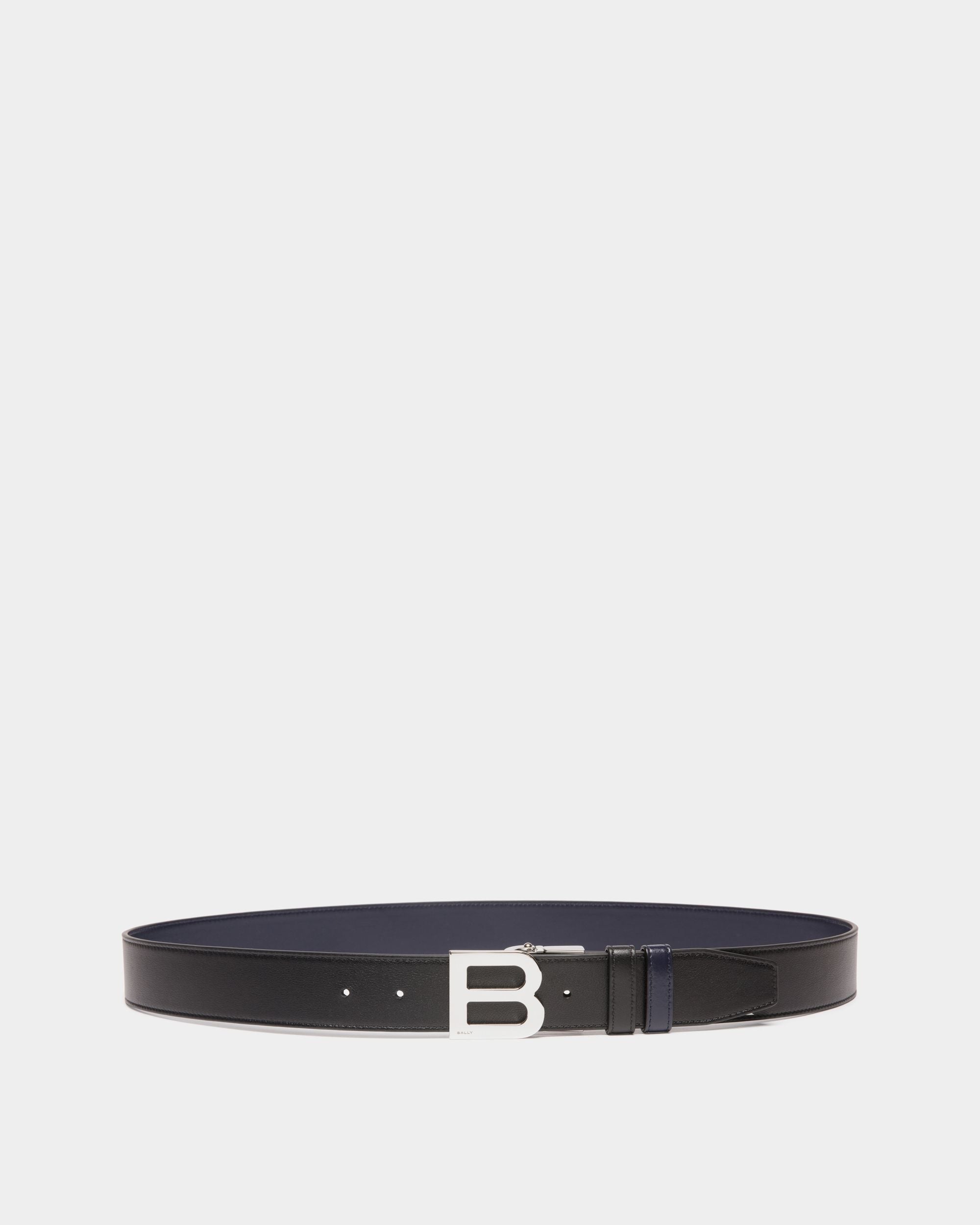 Bally Global - B Logo 35mm Reversible And Adjustable Belt in Black And Navy Blue Leather - Multicolor
