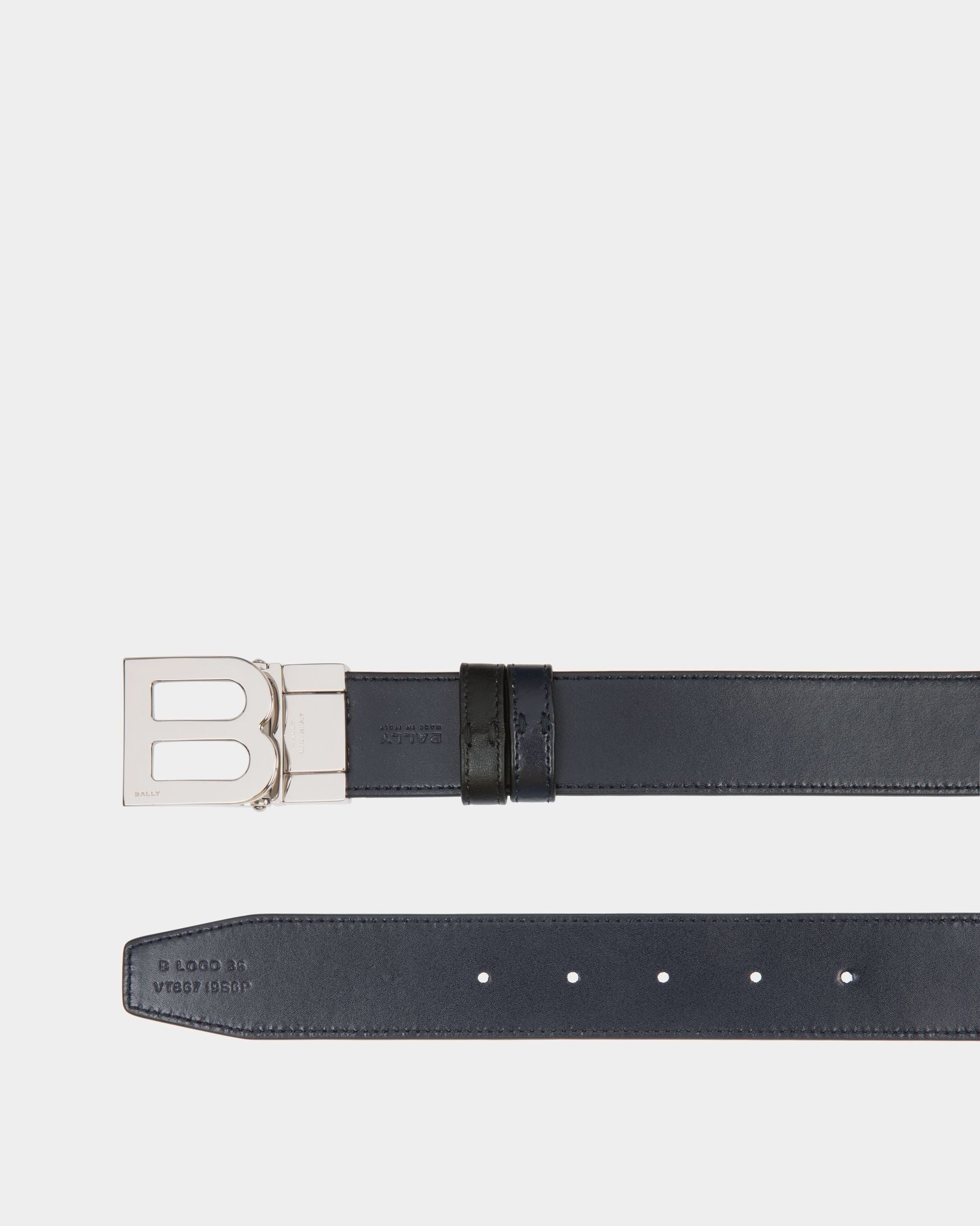 Bally Global - B Logo 35mm Reversible And Adjustable Belt in Black And Navy Blue Leather - Multicolor