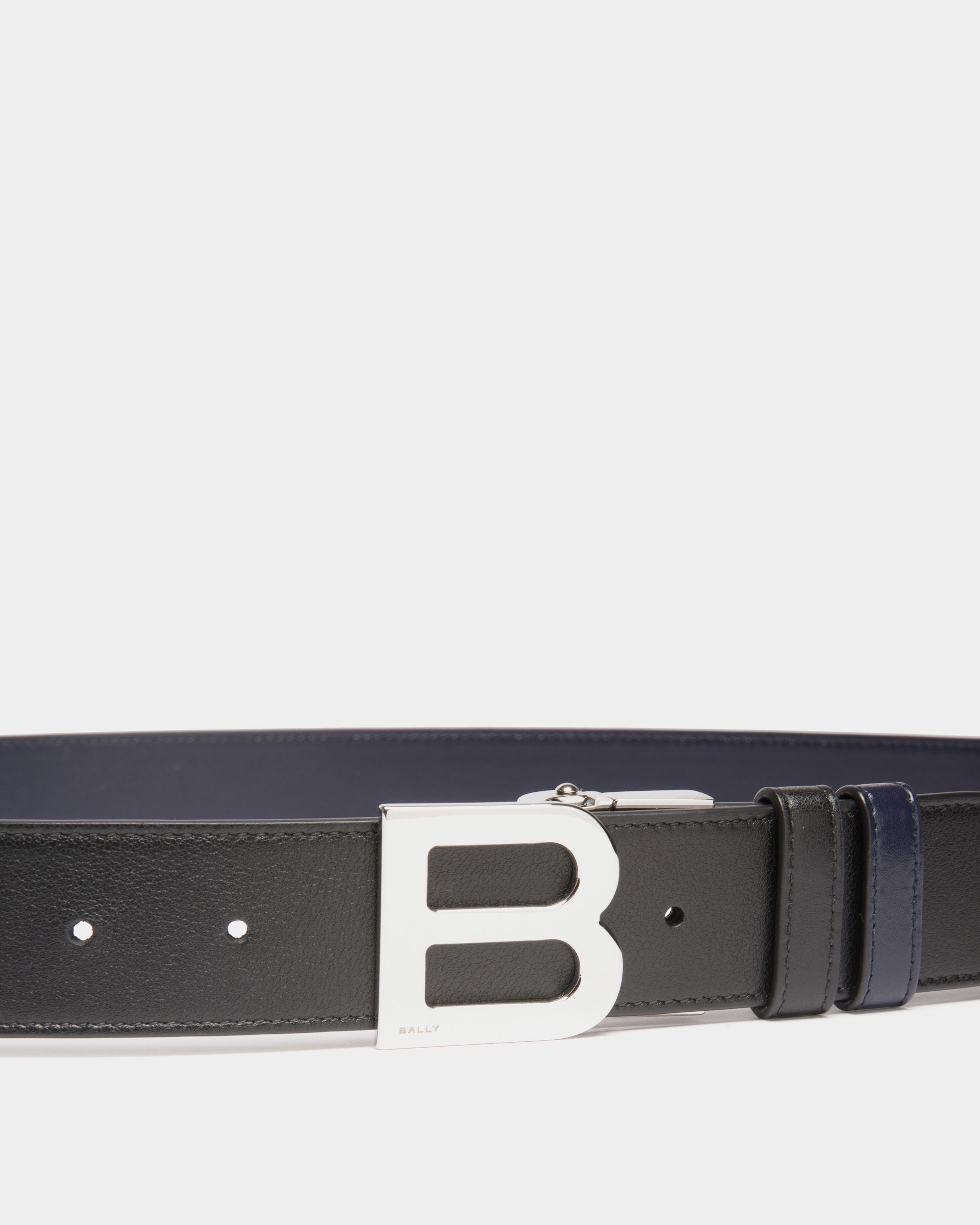 Bally Global - B Logo 35mm Reversible And Adjustable Belt in Black And Navy Blue Leather - Multicolor