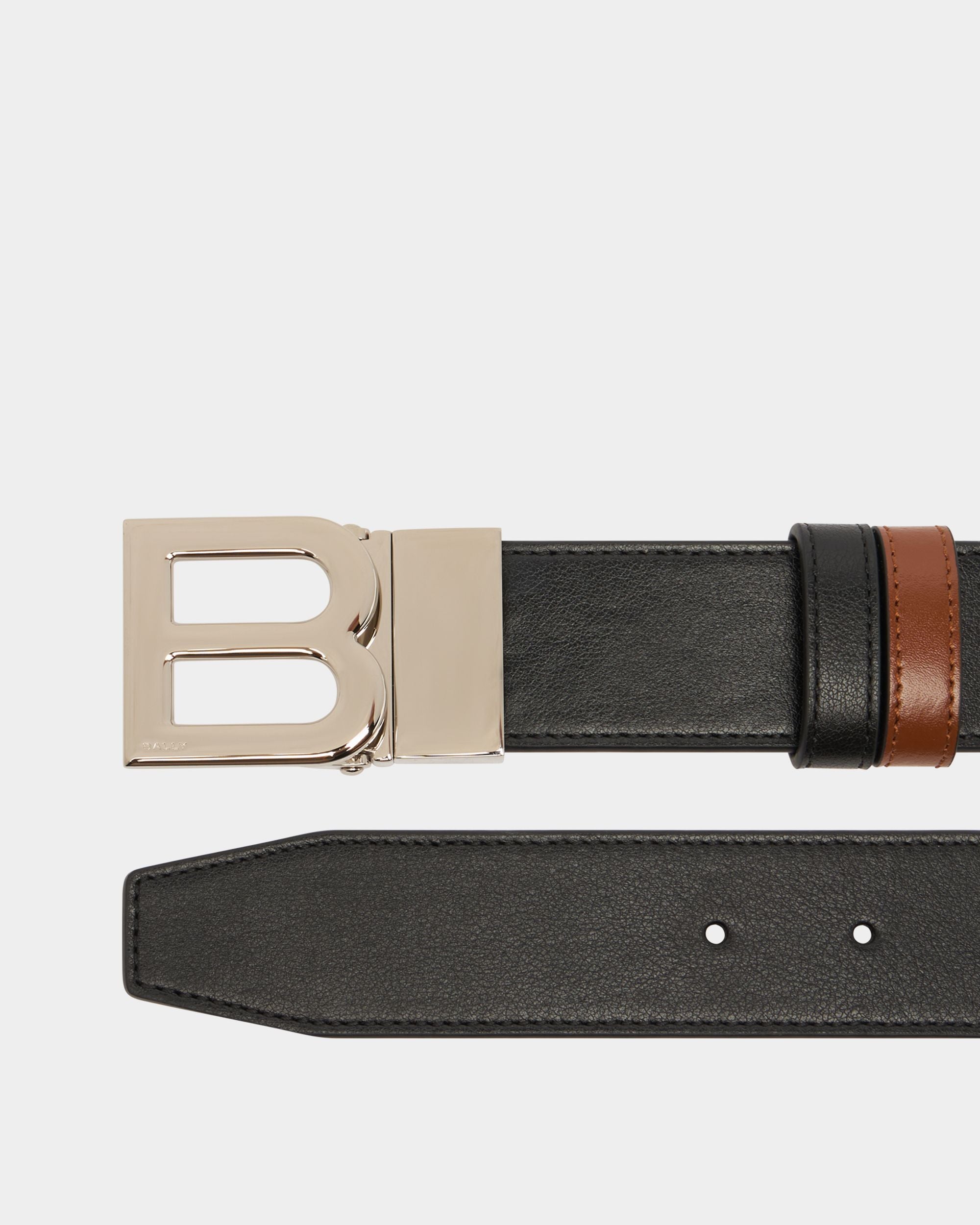 Bally Global - B Logo アジャスタブル＆リバーシブルベルト ブラック＆ブラウンレザー - マルチカラー