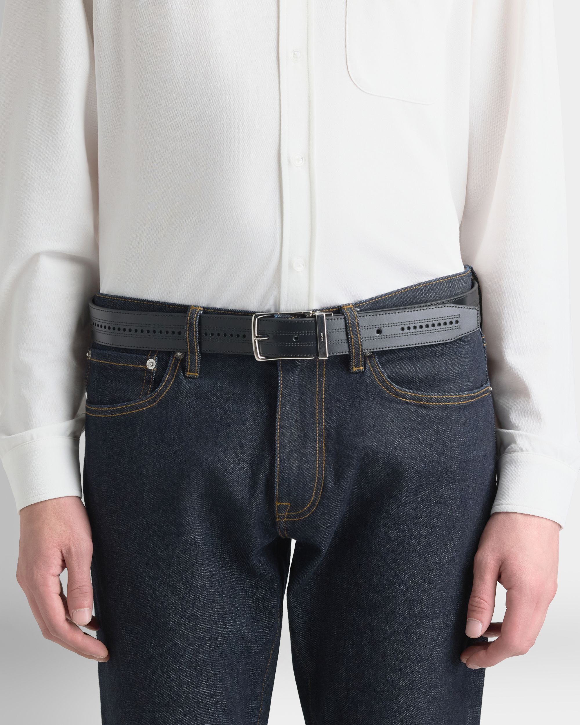 Bally Global - Ketter 35mm アジャスタブル＆リバーシブル ベルト ブラック＆エバノブラウン レザー - マルチカラー