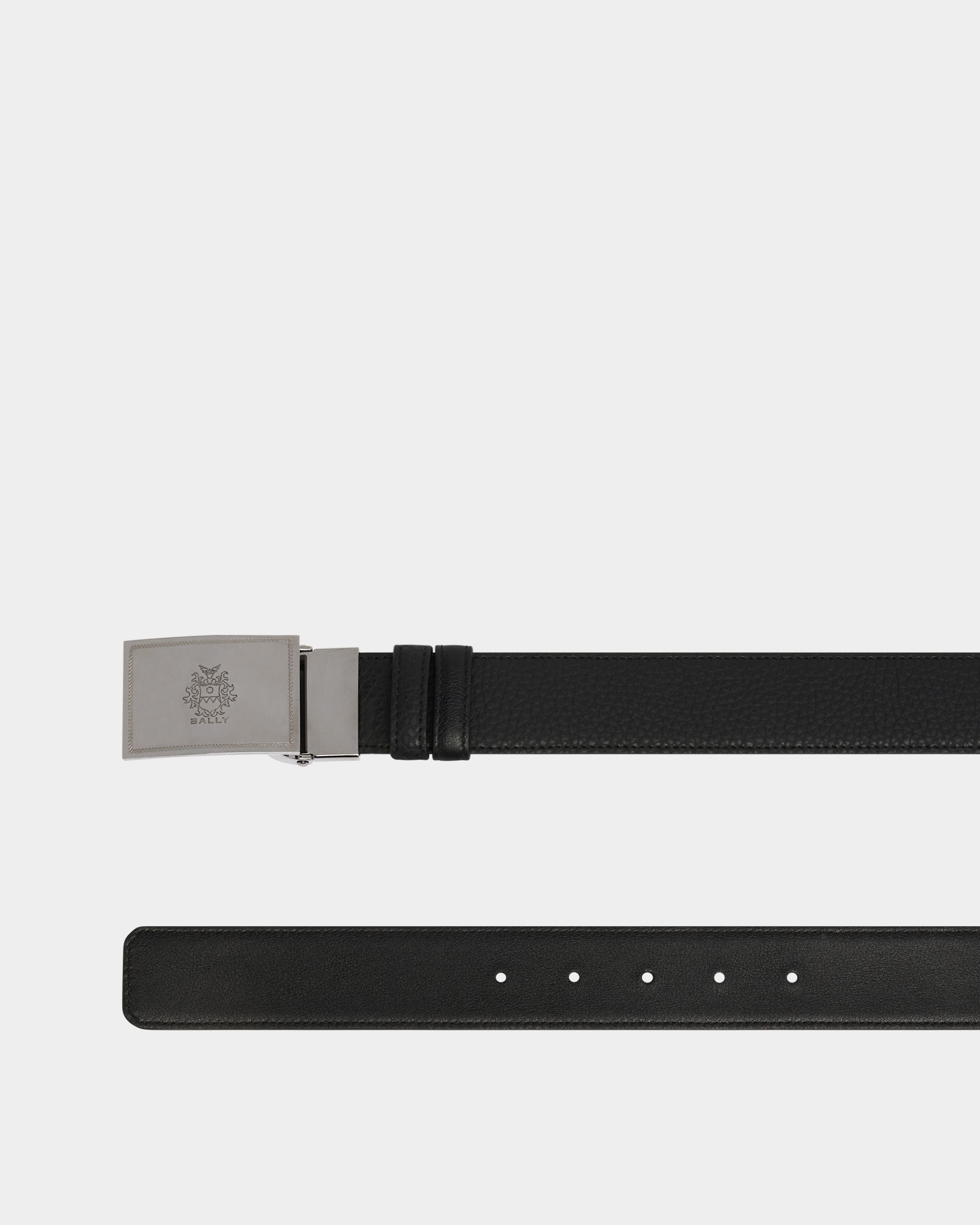 Bally Global - Crest Plaque 35mm アジャスタブル＆リバーシブル ベルト ブラック＆エバノブラウン レザー - マルチカラー