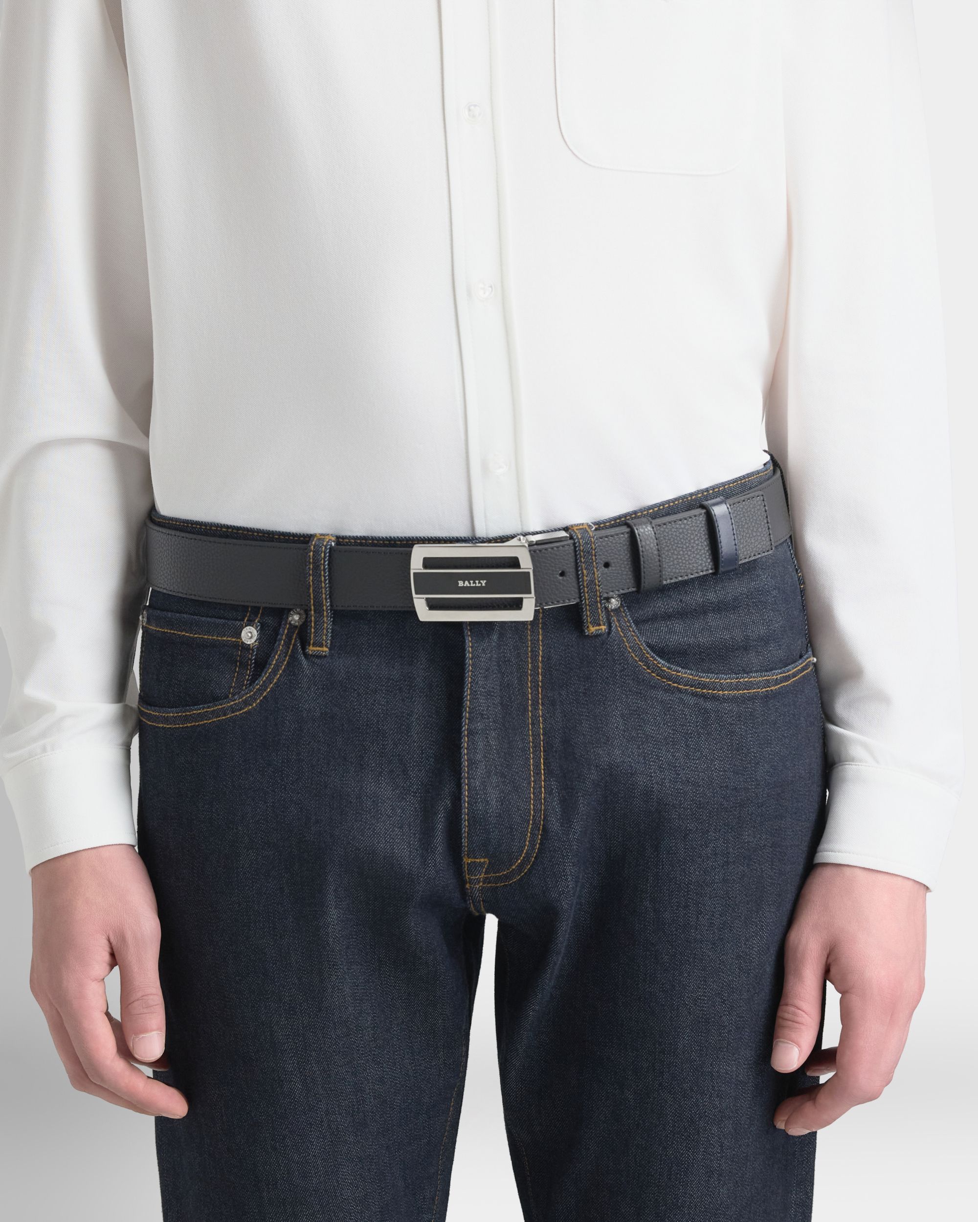 Bally Global - Ollam 35mm アジャスタブル＆リバーシブル ベルト ブラック レザー - ブラック