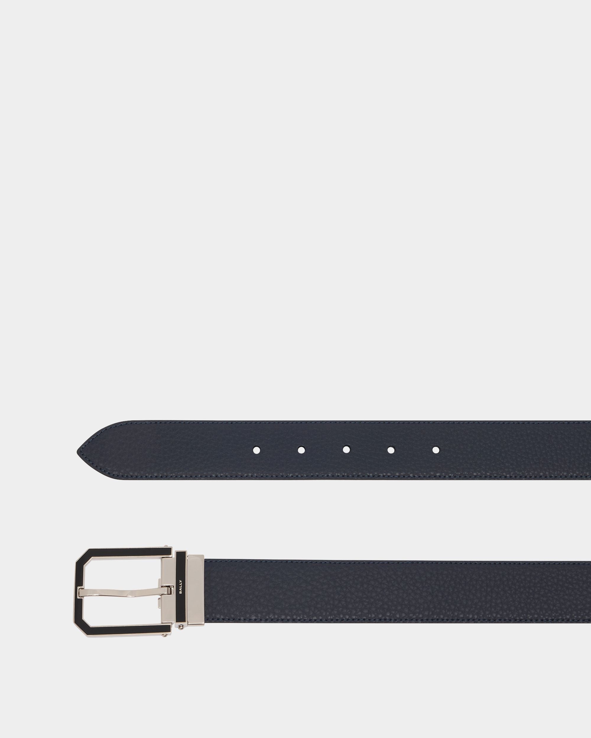 Bally Global - Beryl 35 mm Adjustable And Reversible Belt in Navy Blue And Black Leather - Multicolor