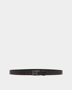 B Logo 35mm Adjustable And Reversible Belt in Ebano And Black Leather