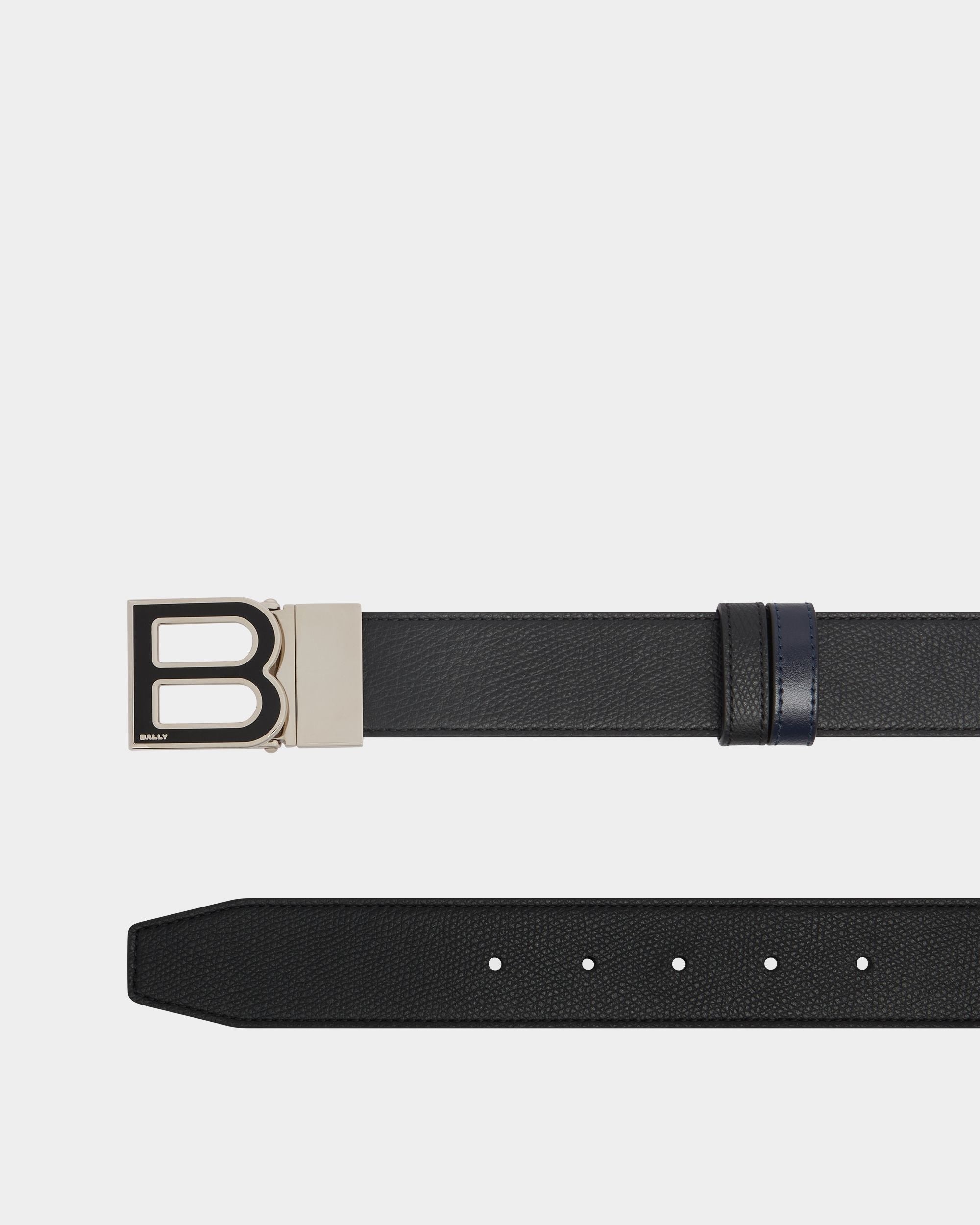 Bally Global - B Logo 35mm アジャスタブル＆リバーシブル ベルト ブラック＆ネイビーブルー レザー - マルチカラー