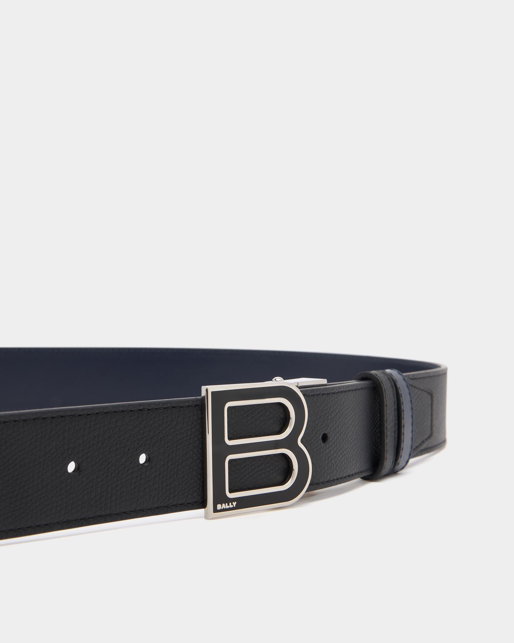Bally Global - B Logo 35mm アジャスタブル＆リバーシブル ベルト ブラック＆ネイビーブルー レザー - マルチカラー