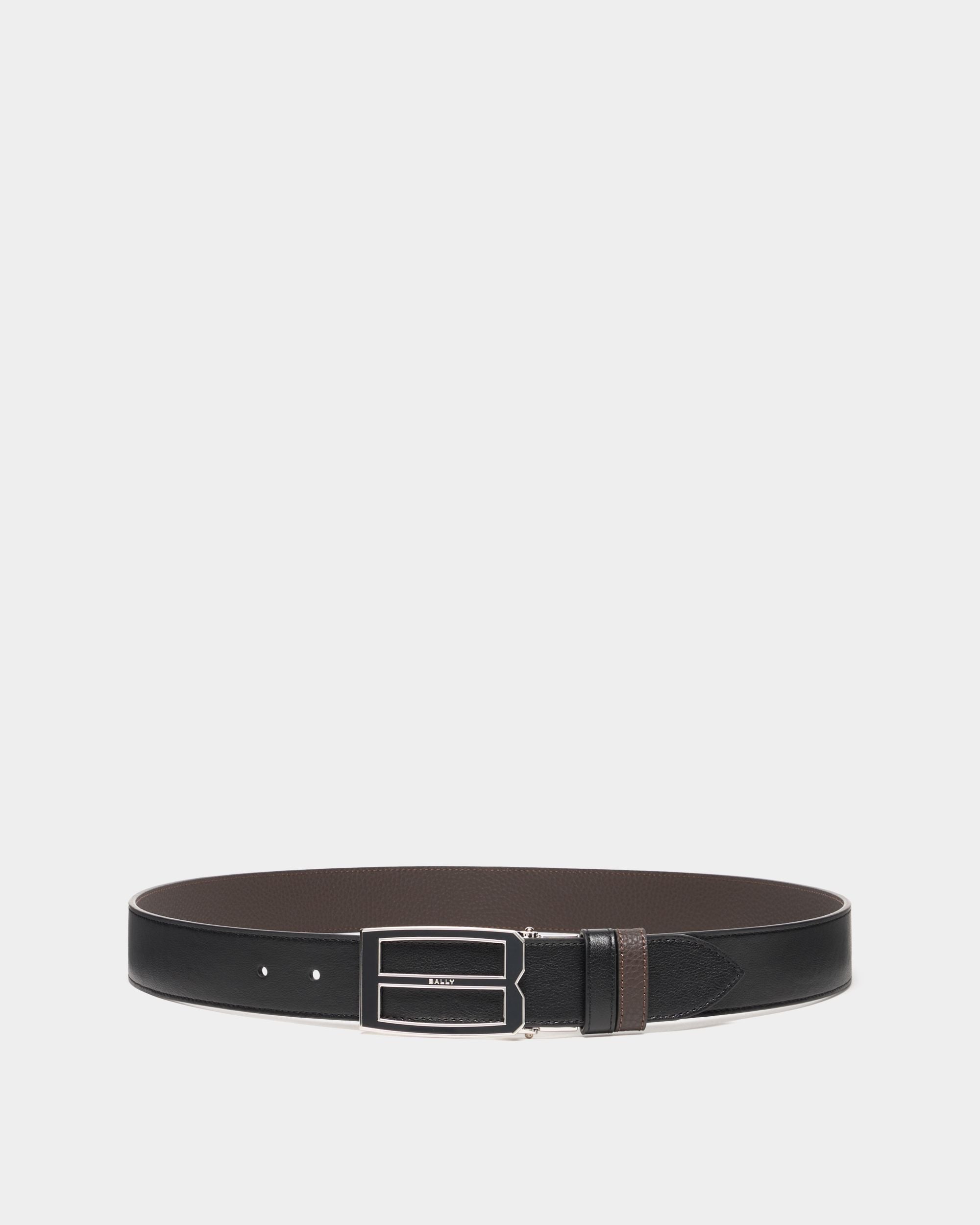 Bally Global - Bally Iconic Buckle Adjustable And Reversible Belt in Black and Ebano Leather - Multicolor