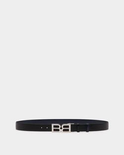 B Twice 35 mm Adjustable And Reversible Belt in Black And Navy Blue Leather