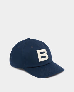 Baseball Hat in Navy Blue Cotton With a Logo