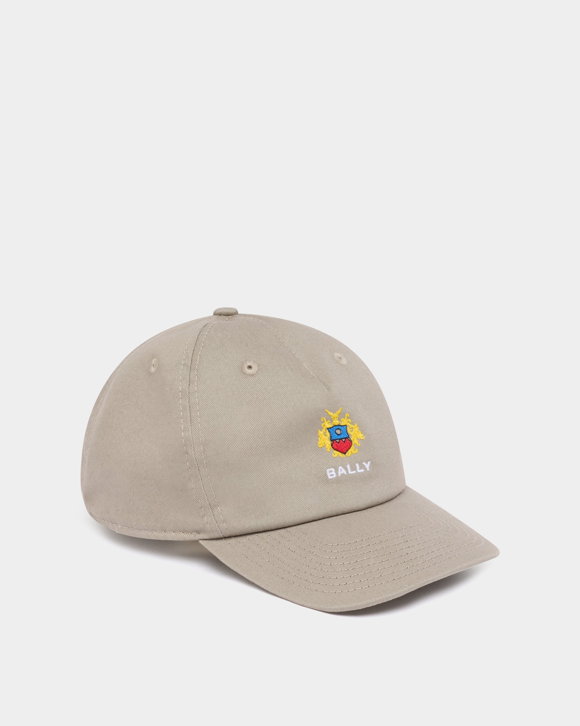 Bally Global - Baseball Hat in Grey Melange Cotton With the Bally Crest - Grey