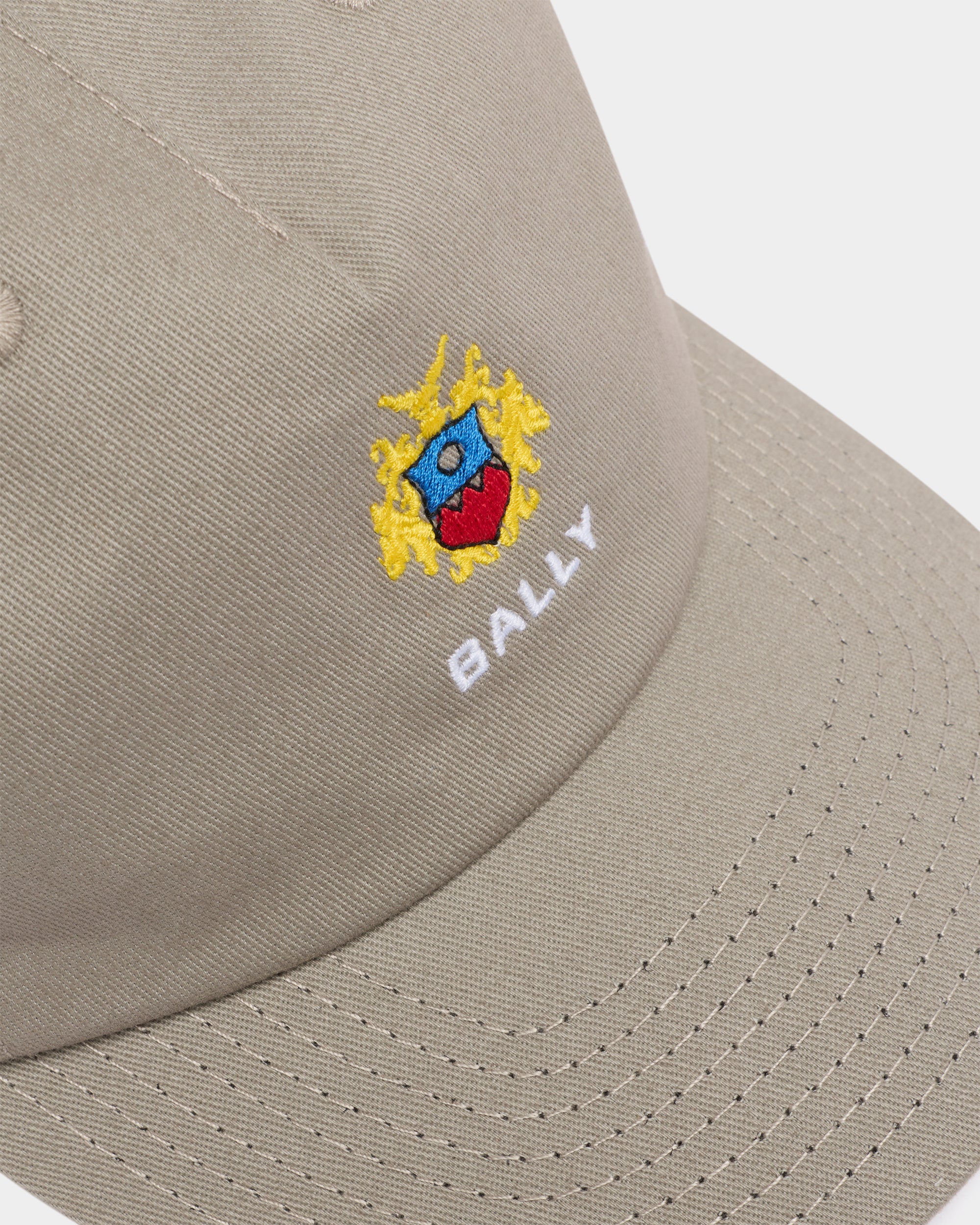 Bally Global - Baseball Hat in Grey Melange Cotton With the Bally Crest - Grey