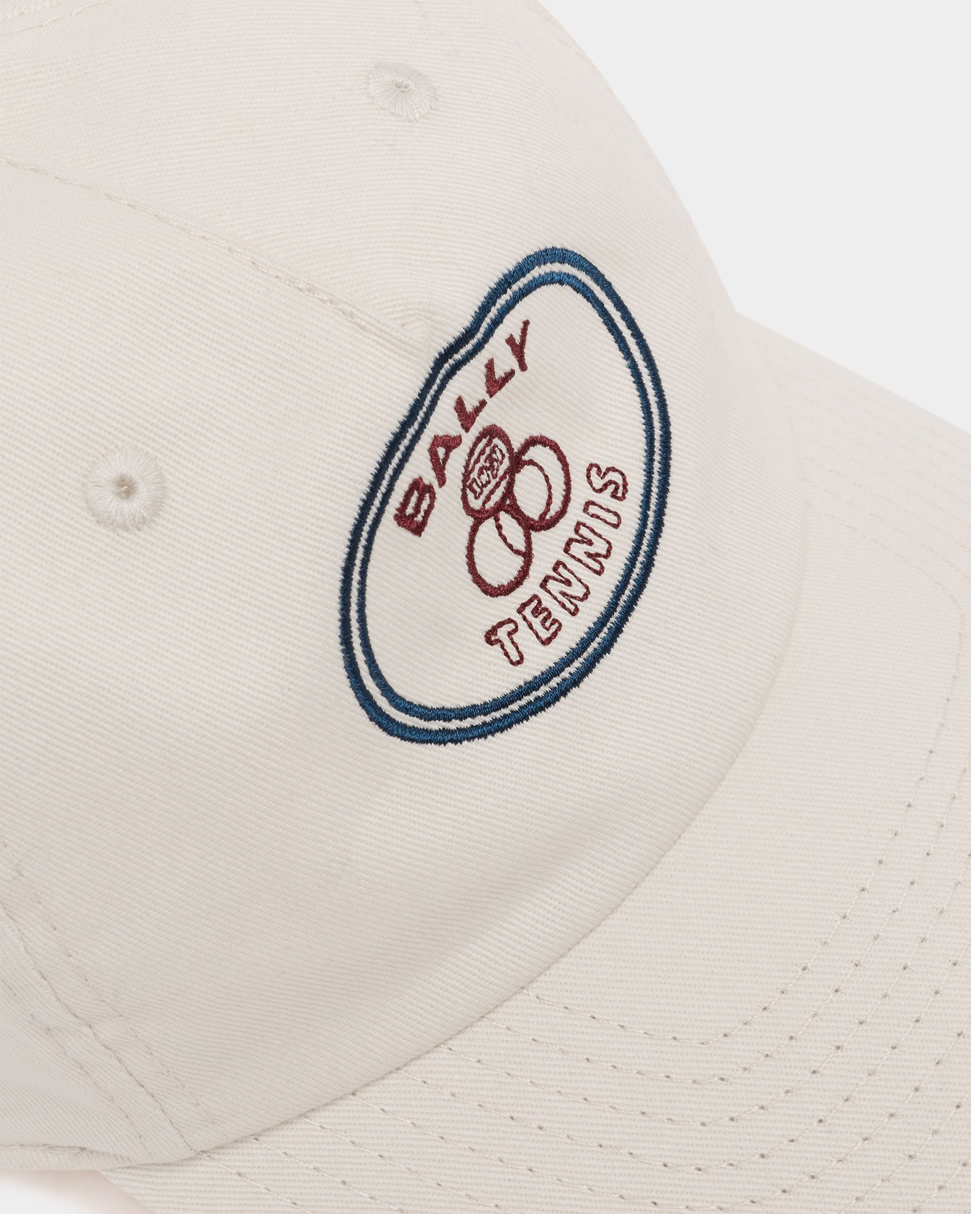 Bally Global - Tennis Collection Baseball Hat in Ivory Cotton with Embroidery - White