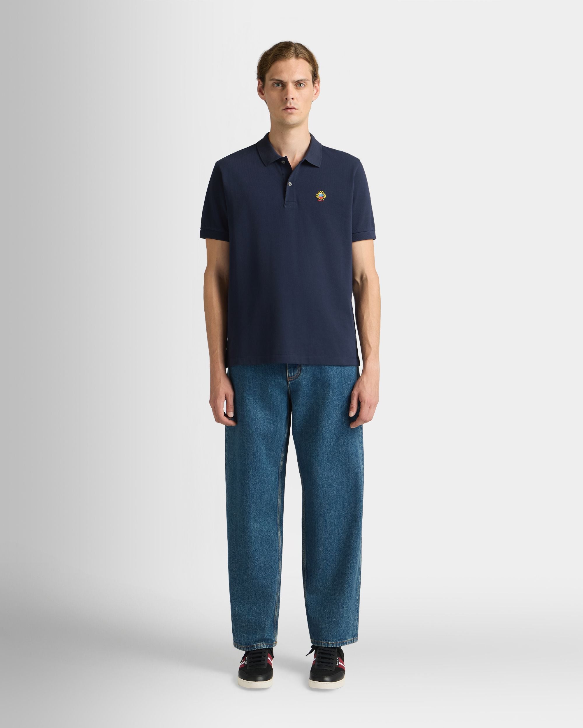 Bally Global - Polo Shirt in Navy Blue Cotton - Blue