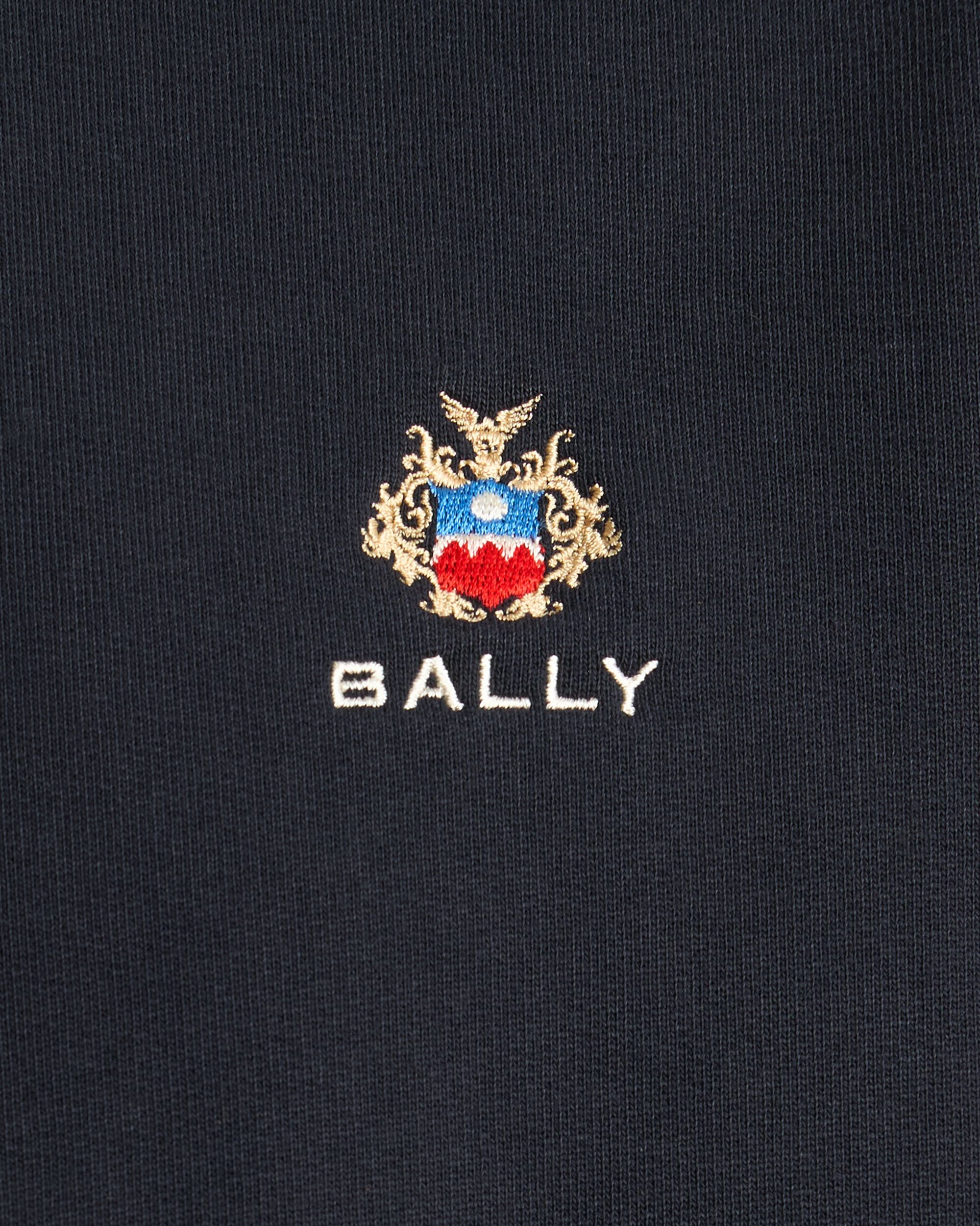 Bally Global - Crewneck Sweatshirt in Navy Blue Cotton With a Bally Crest - Blue