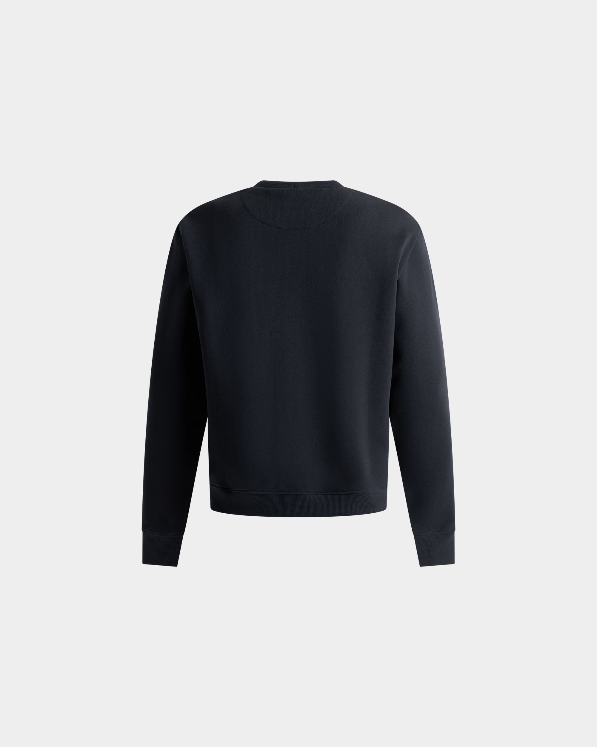 Bally Global - Crewneck Sweatshirt in Navy Blue Cotton With a Bally Crest - Blue