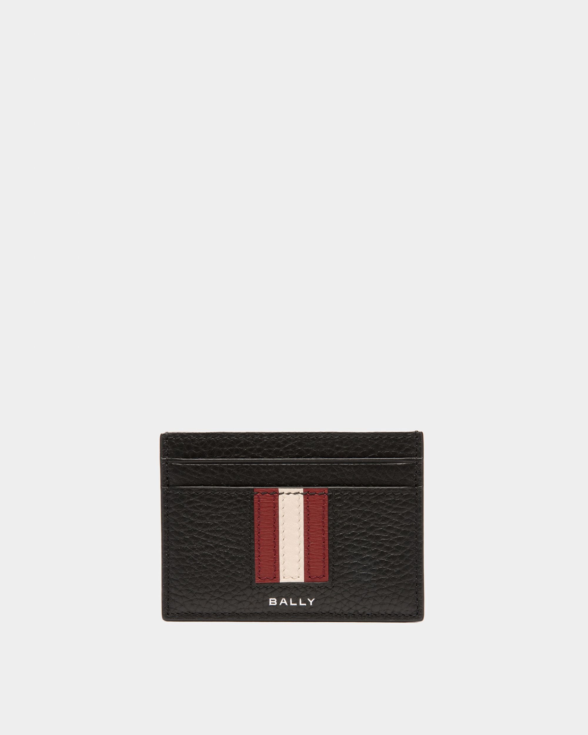 Bally Global - Ribbon Card Holder In Black Grained Leather - Black
