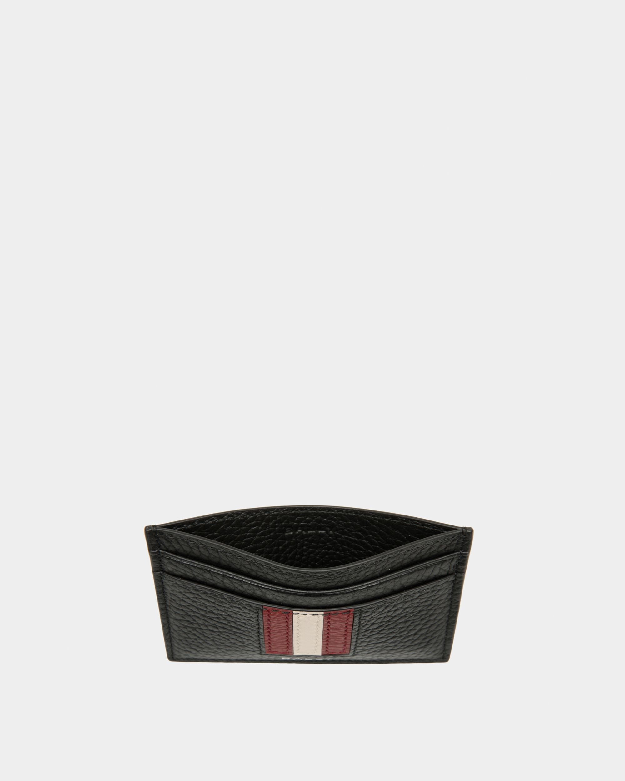 Bally Global - Ribbon Card Holder In Black Grained Leather - Black