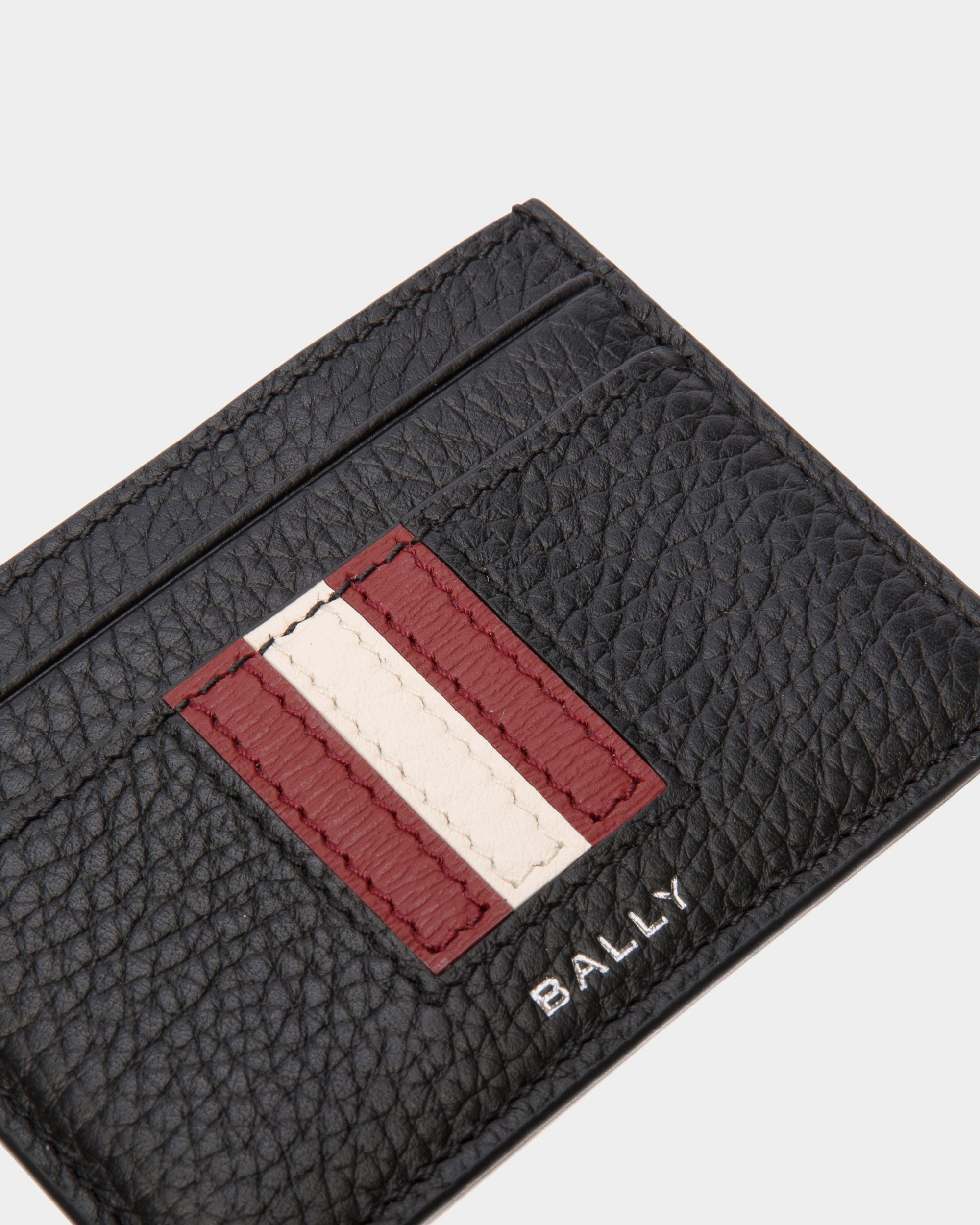Bally Global - Ribbon Card Holder In Black Grained Leather - Black