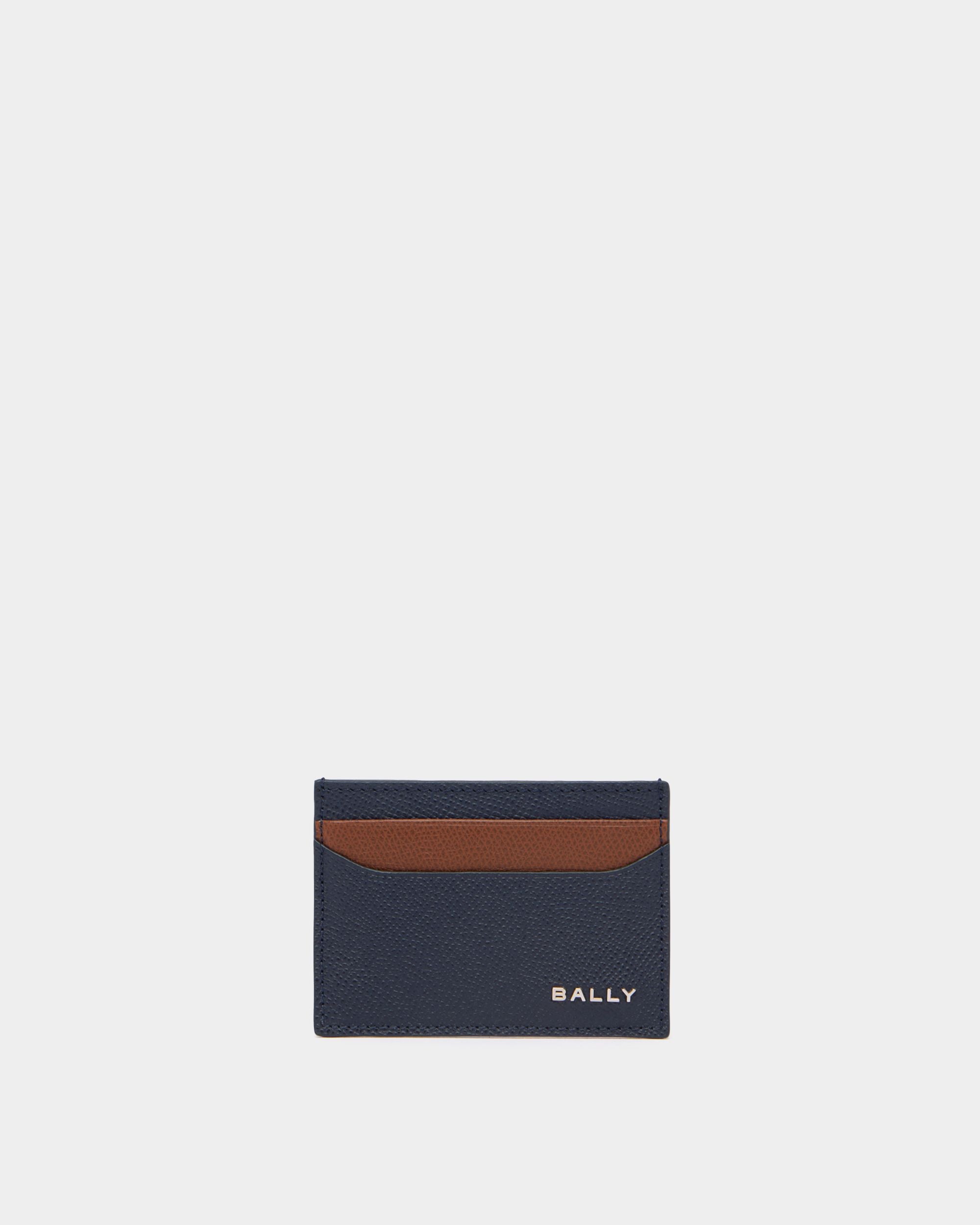 Bally Global - Bally Essential Card Holder in Navy Blue Grained Leather - Blue