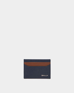 Bally Essential Card Holder in Navy Blue Grained Leather