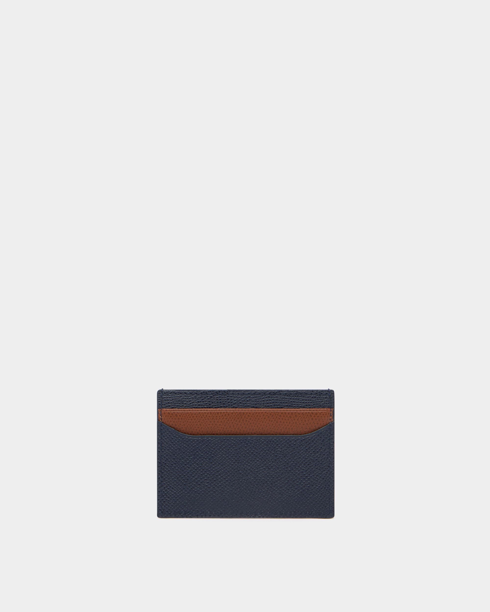 Bally Global - Bally Essential Card Holder in Navy Blue Grained Leather - Blue