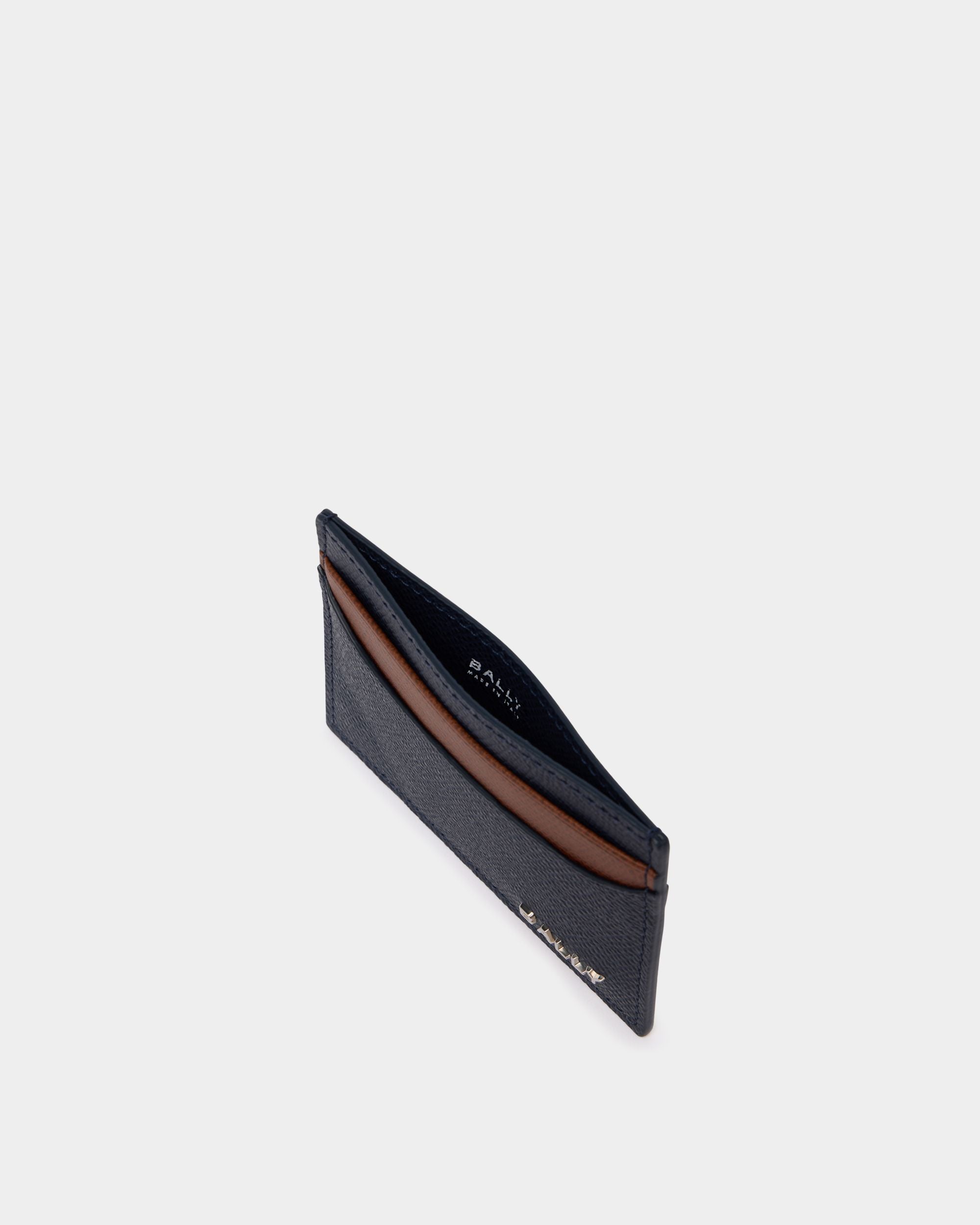 Bally Global - Bally Essential Card Holder in Navy Blue Grained Leather - Blue
