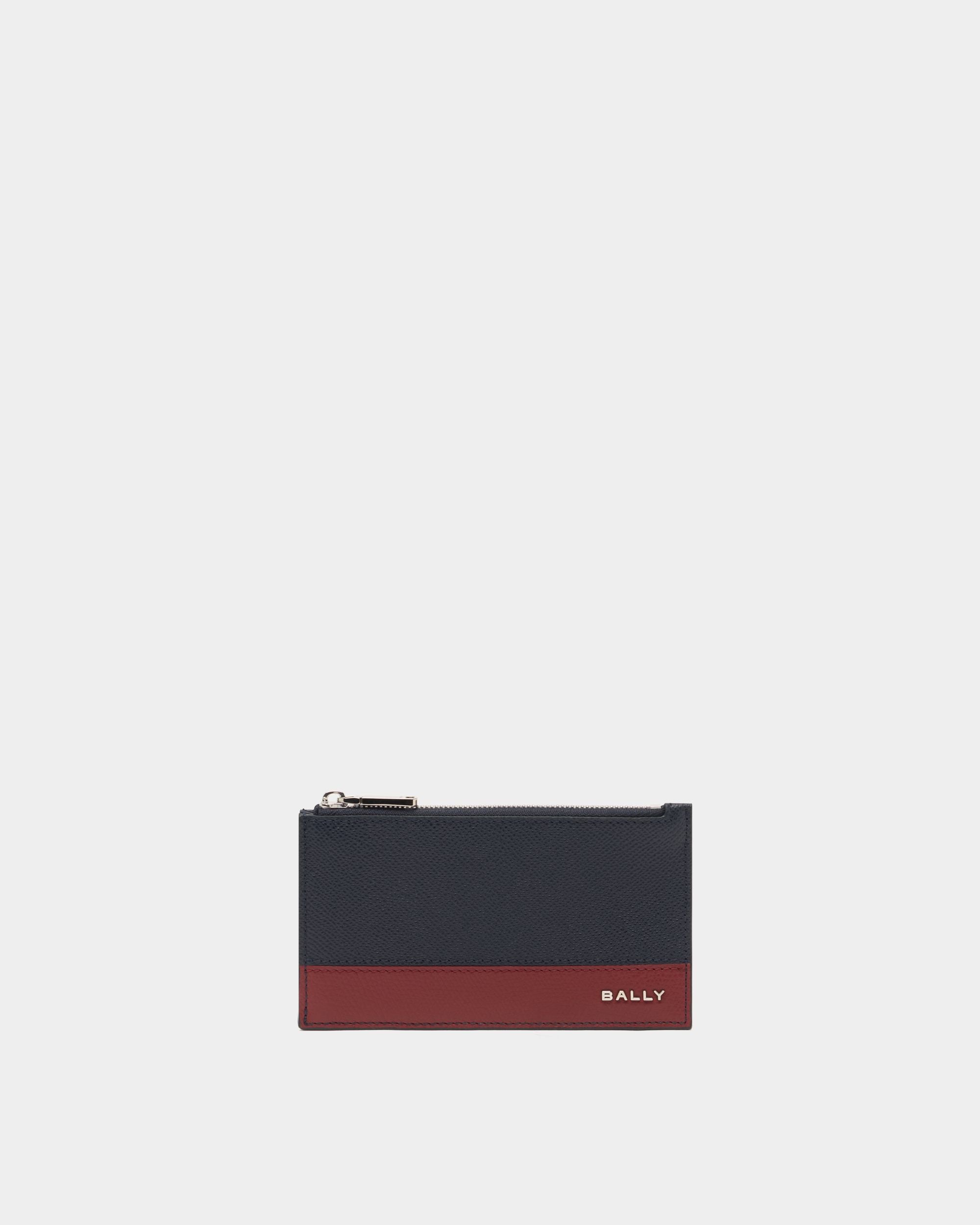 Men's ブルー Bally Essential カードホルダー ネイビーブルーグレイン