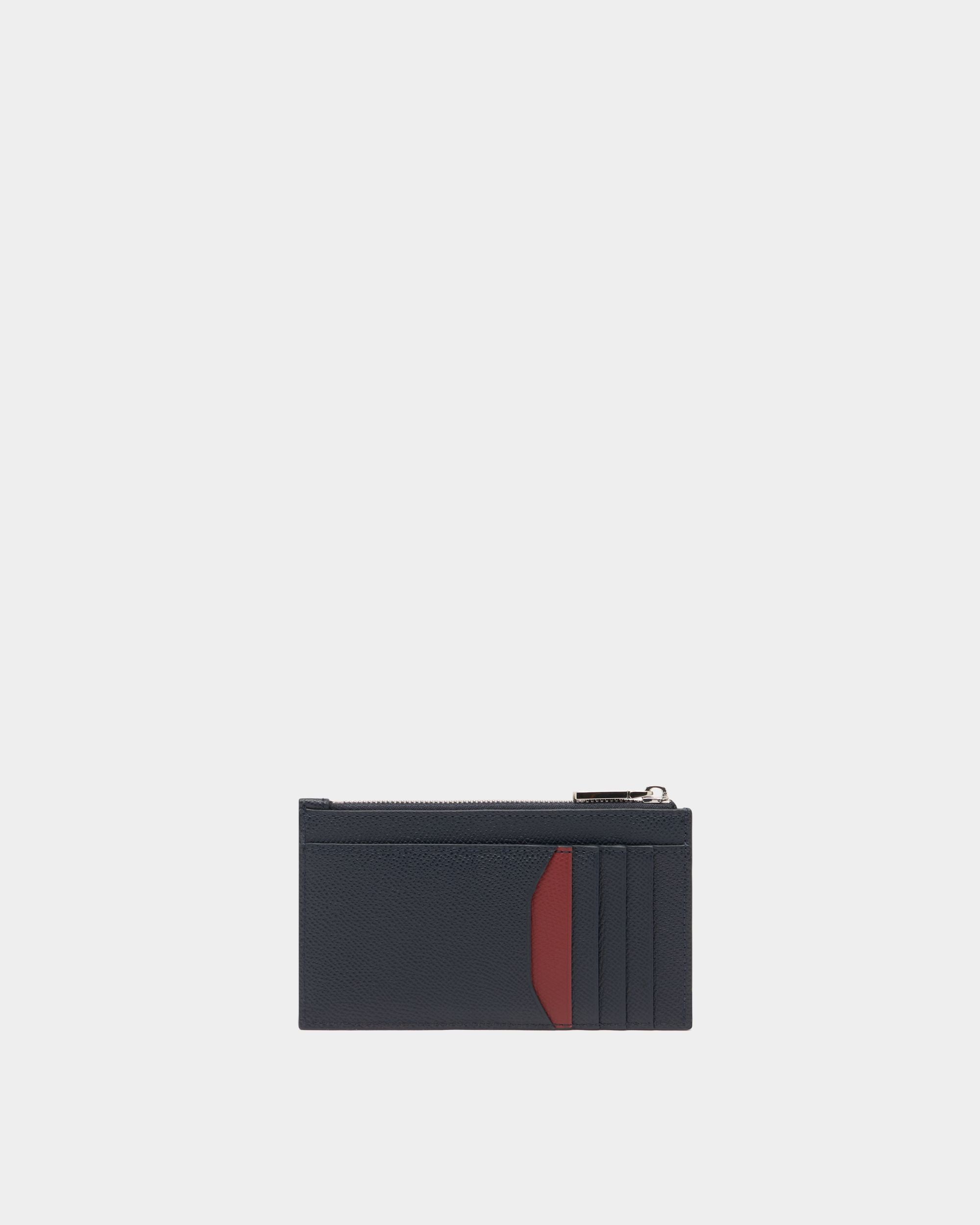 Bally Global - Bally Essential Card Holder in Navy Blue Grained Leather - Blue