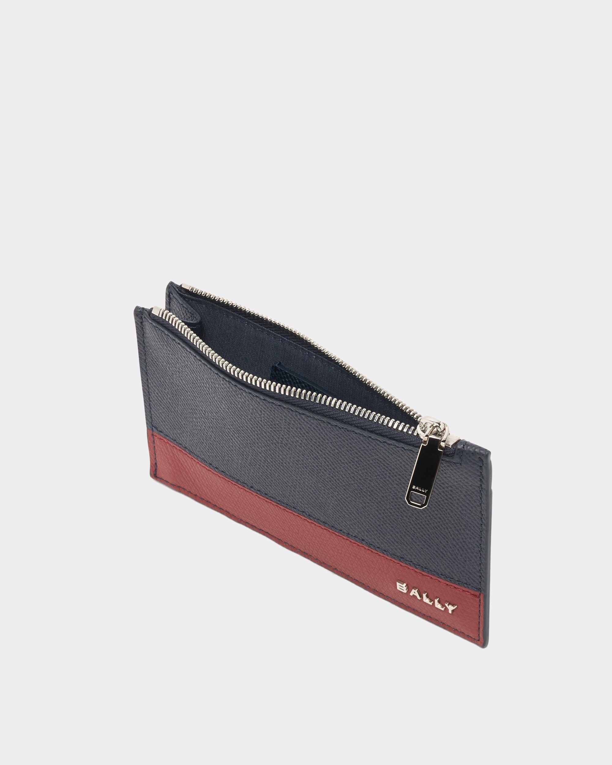 Bally Global - Bally Essential Card Holder in Navy Blue Grained Leather - Blue