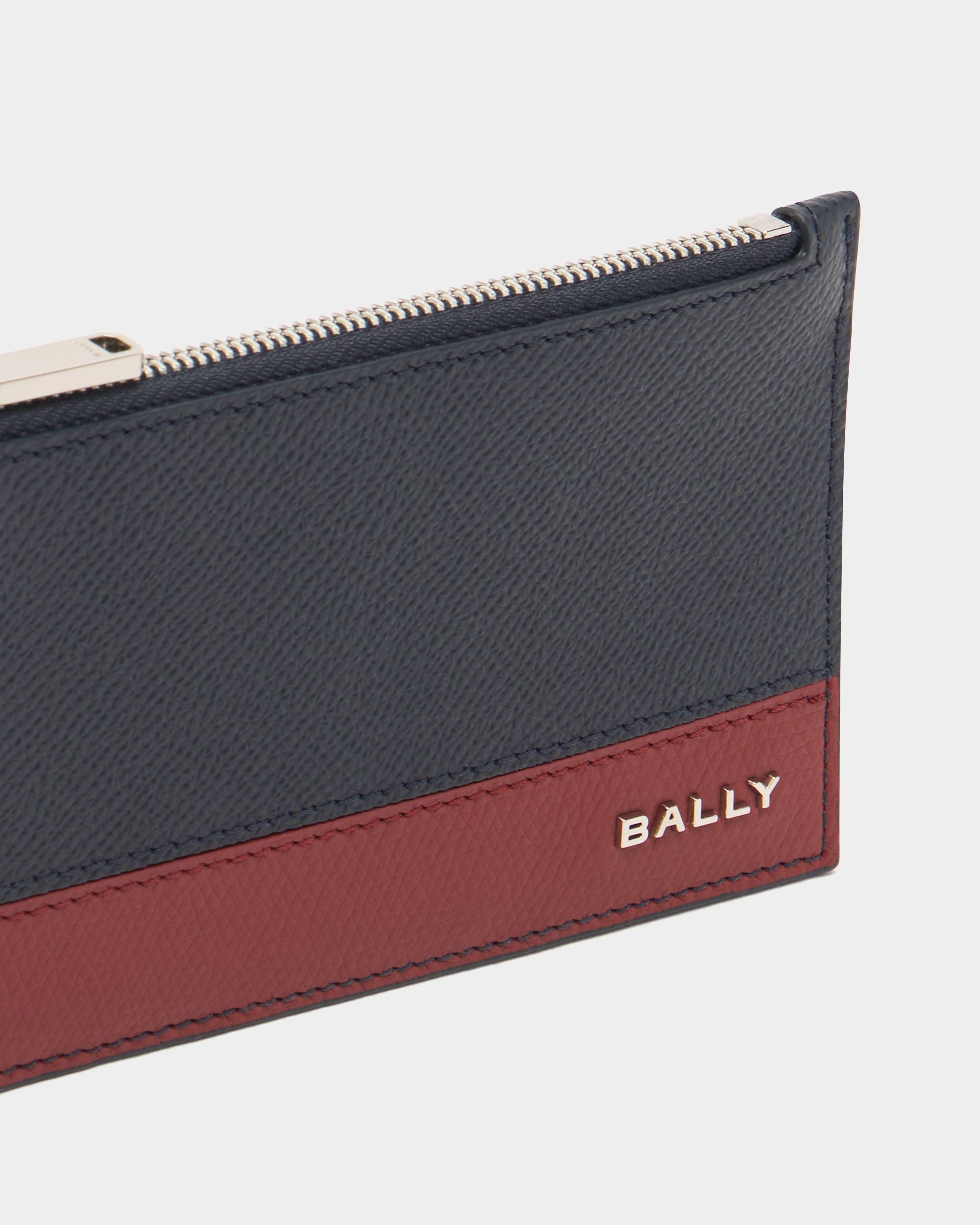 Bally Global - Bally Essential Card Holder in Navy Blue Grained Leather - Blue