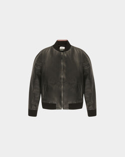 Leather Bomber Jacket In Black