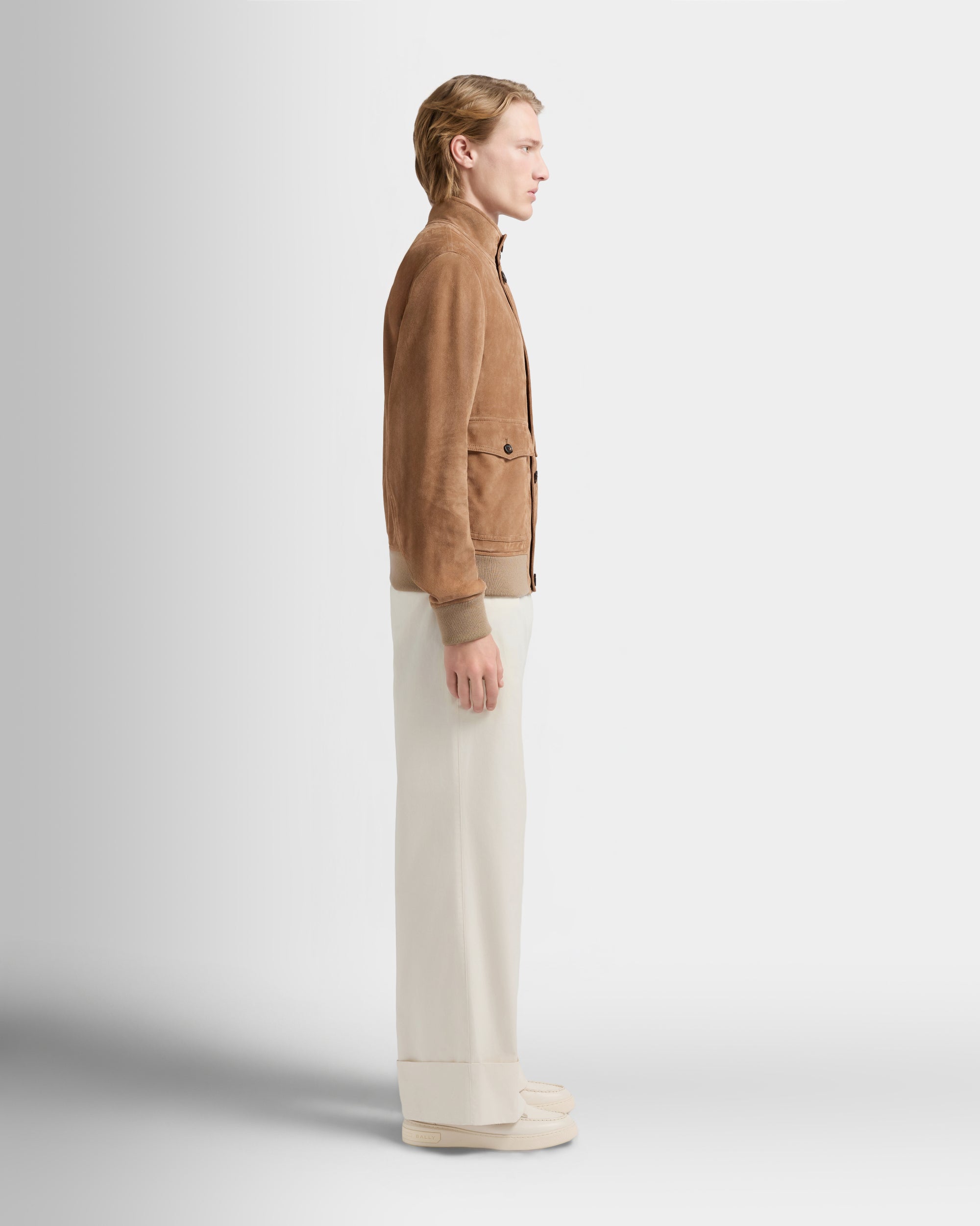 Bally Global - Harrington Jacket in Light Beige Suede - Beige
