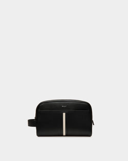 Ribbon Toiletry Bag In Black Leather