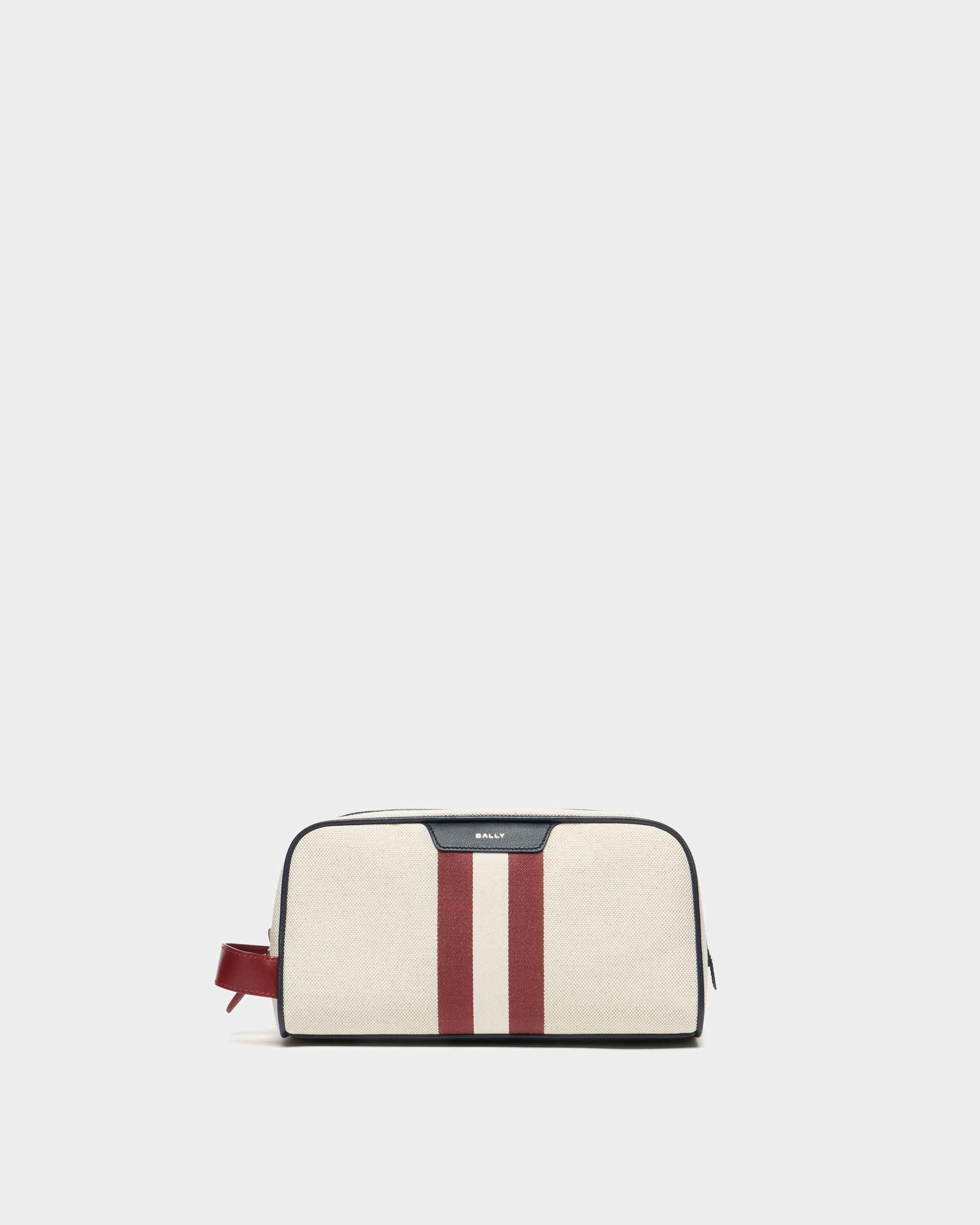 Bally Global - Tennis Collection Necessaire in Ivory Cotton Canvas and Leather - White