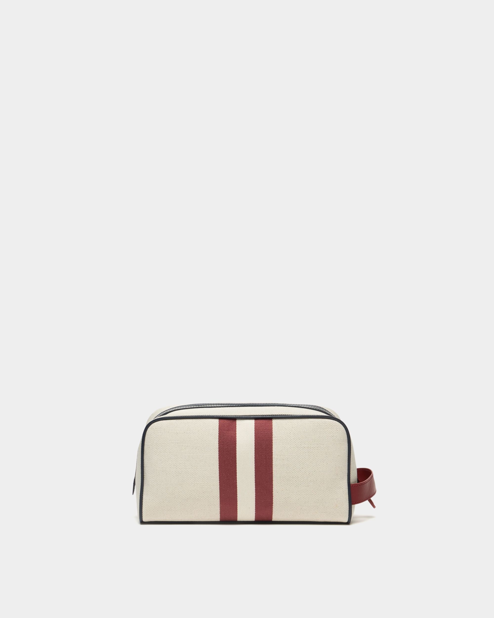 Bally Global - Tennis Collection Necessaire in Ivory Cotton Canvas and Leather - White