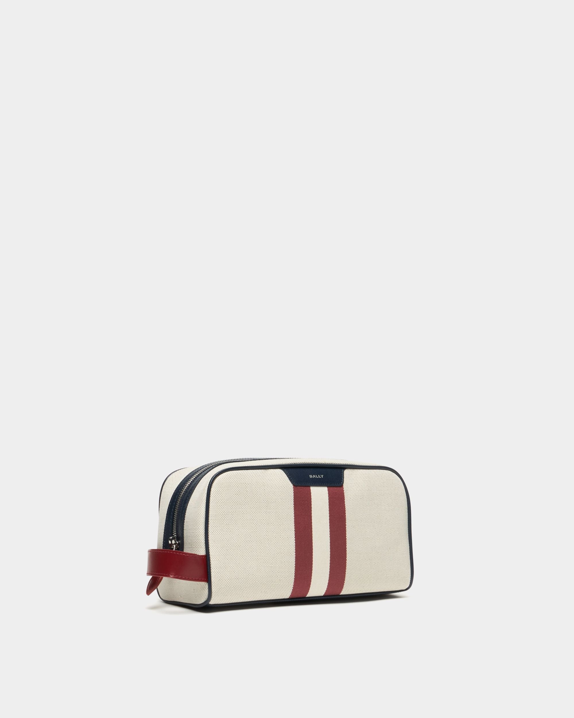 Bally Global - Tennis Collection Necessaire in Ivory Cotton Canvas and Leather - White