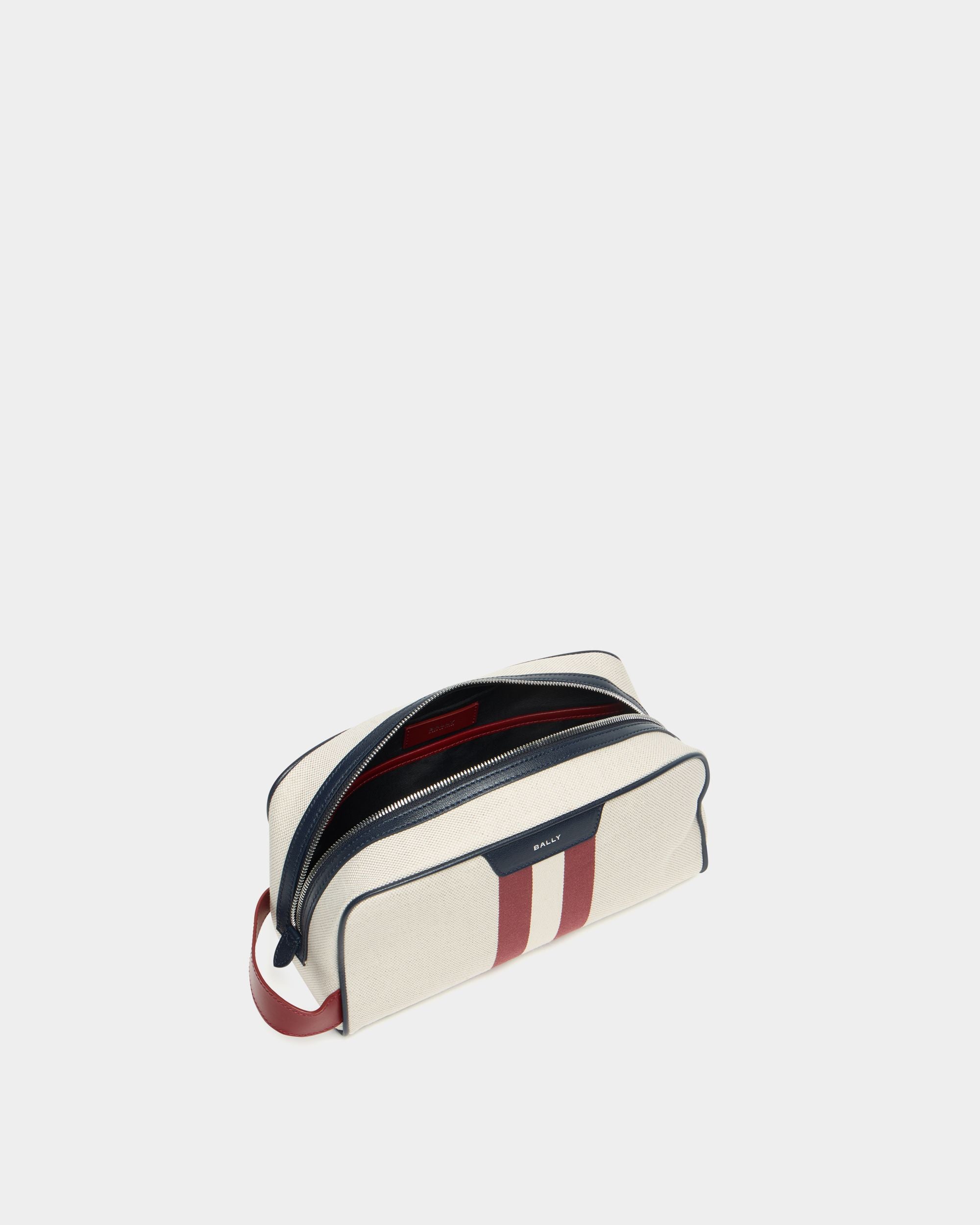 Bally Global - Tennis Collection Necessaire in Ivory Cotton Canvas and Leather - White