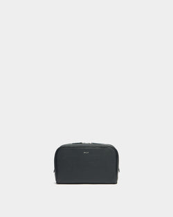 York Pouch In Navy Blue Grained Leather