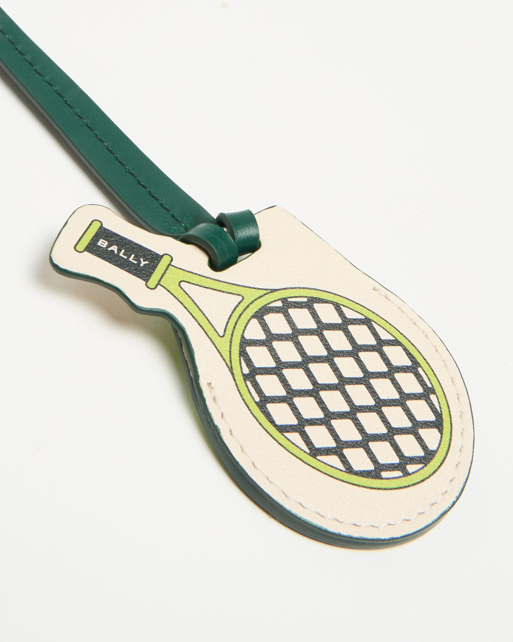 Bally Global - Tennis Collection Airtag in Ivory and Green Leather - Multicolor