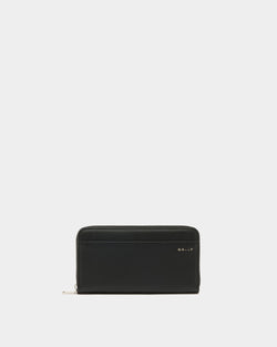 Bally Essential Zip Around Wallet in Black Grained Leather