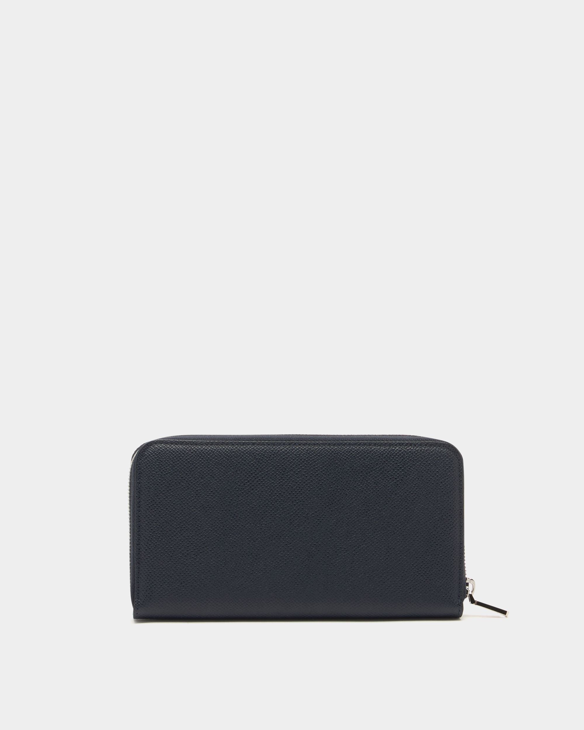 Bally Global - Bally Essential ジップアラウンドウォレット ネイビーブルーグレインレザー - ブルー