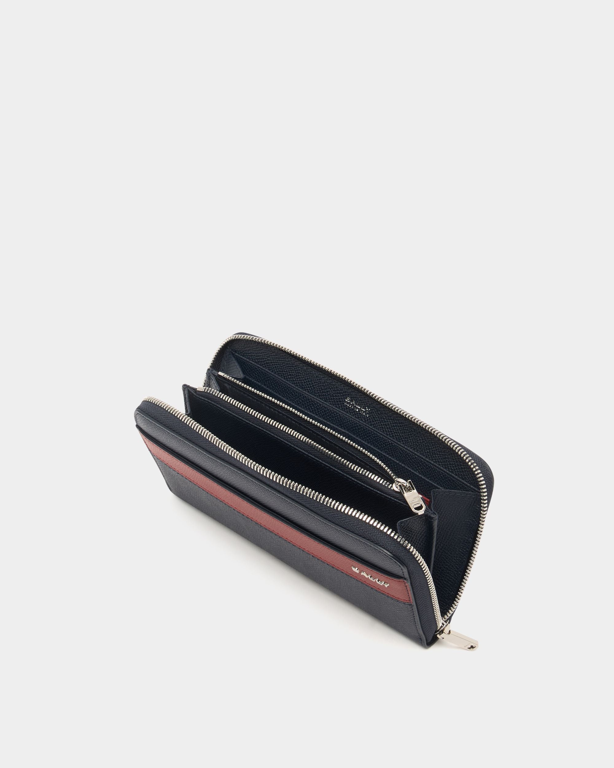 Bally Global - Bally Essential ジップアラウンドウォレット ネイビーブルーグレインレザー - ブルー
