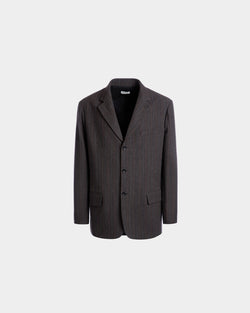 Blazer With a Pinstripe Pattern in a Grey Wool Blend