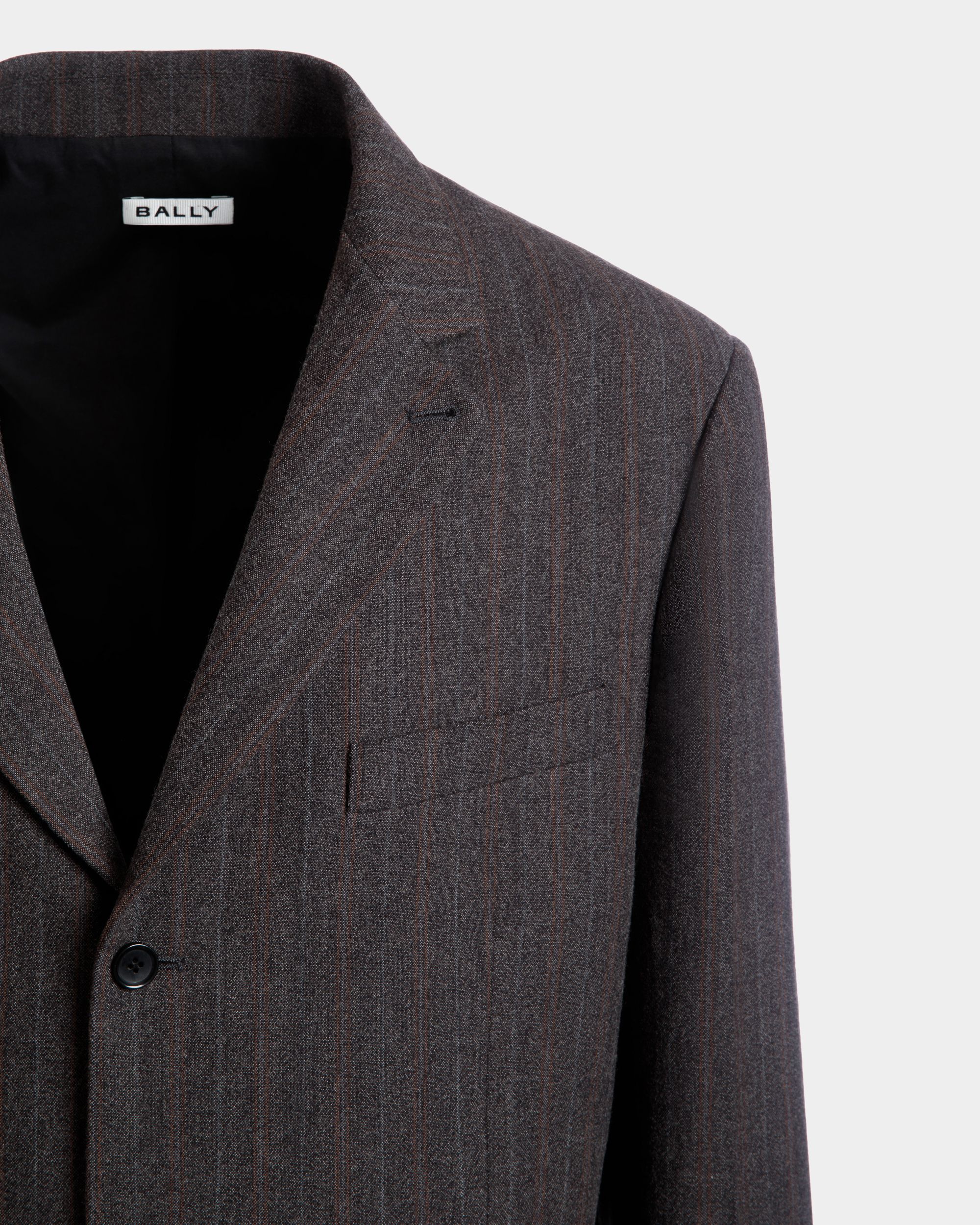 Bally Global - Blazer With a Pinstripe Pattern in a Grey Wool Blend - Grey